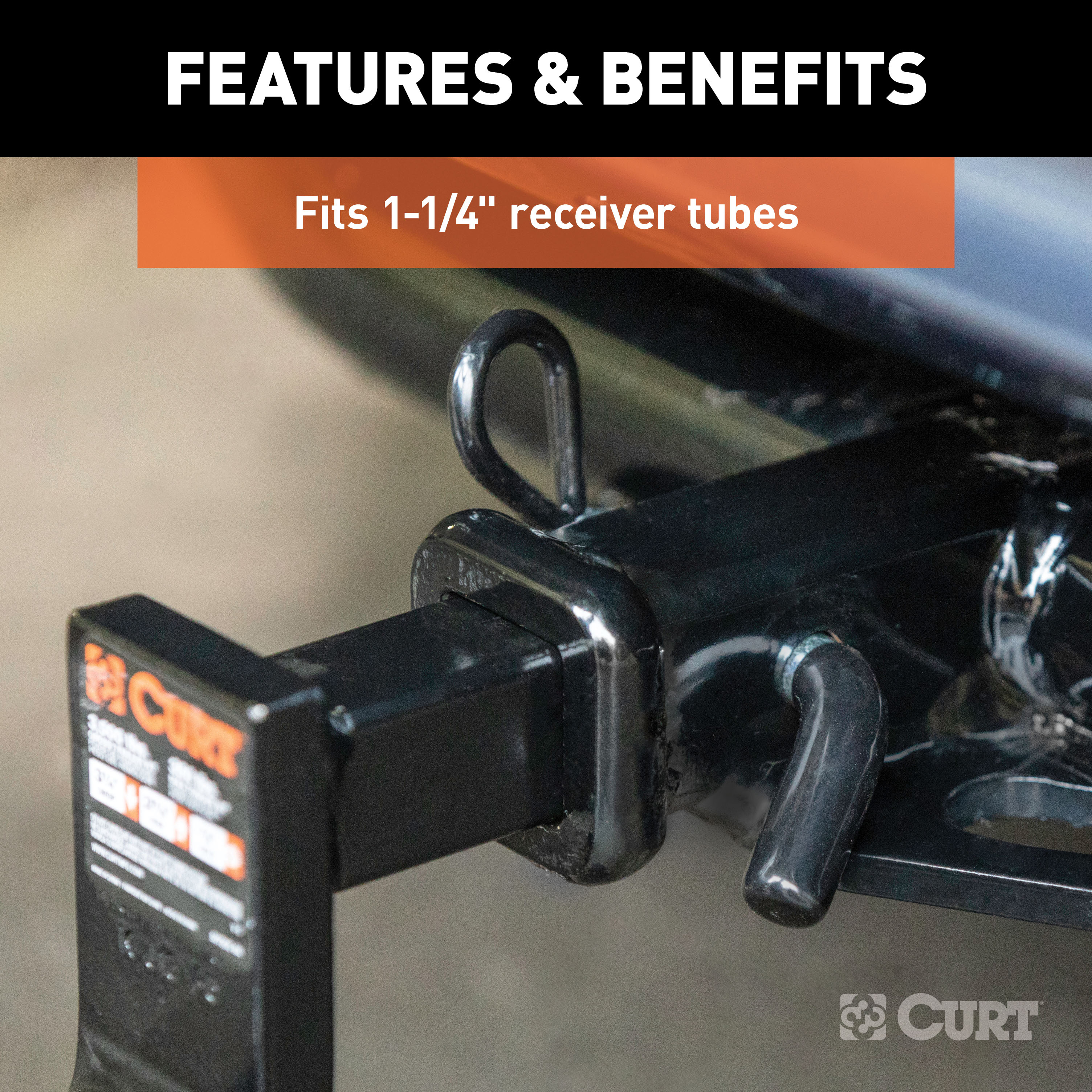 CURT Trailer Hitch Pin & Clip with Vinyl-Coated Grip, 1/2-Inch Diameter, Fits 1-1/4-Inch Receiver Model 21410