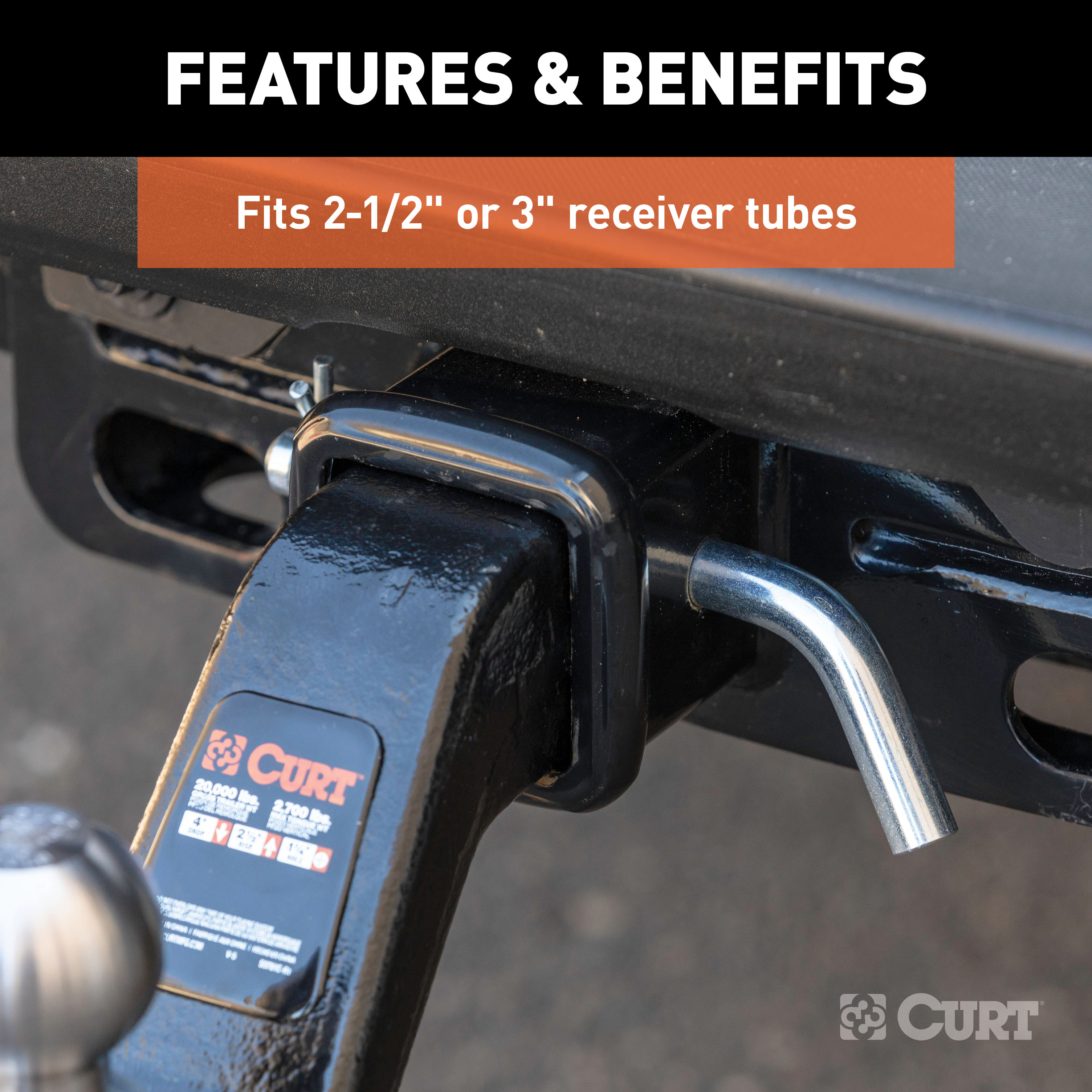 CURT Heavy-Duty Trailer Hitch Pin & Clip with Grooved Head, 5/8-Inch Diameter, Fits 2-1/2 or 3-Inch Receiver Model 21506