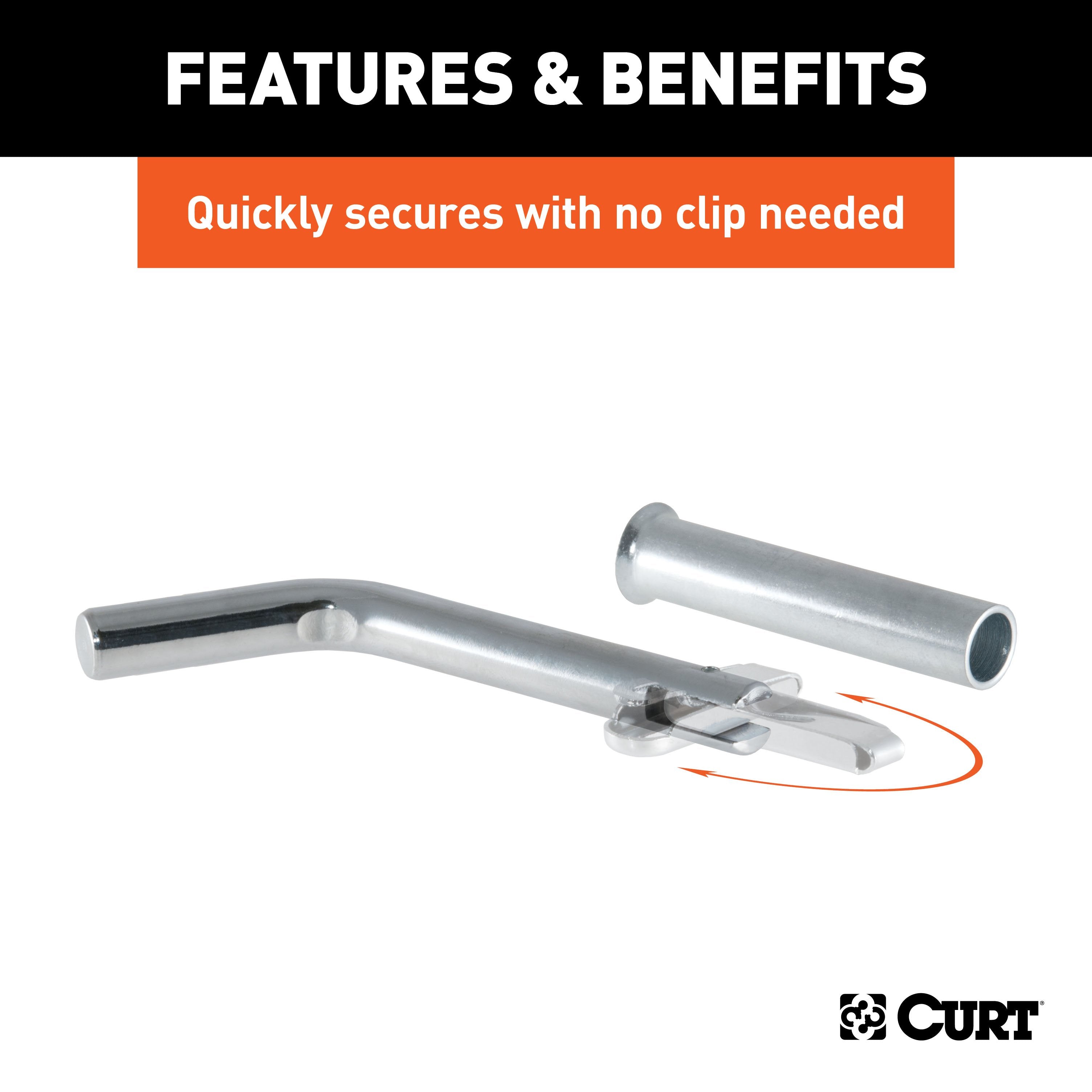 CURT Swivel Trailer Hitch Pin, 1/2-Inch Diameter with 5/8-Inch Adapter, Fits 1-1/4 or 2-Inch Receiver Model 21561