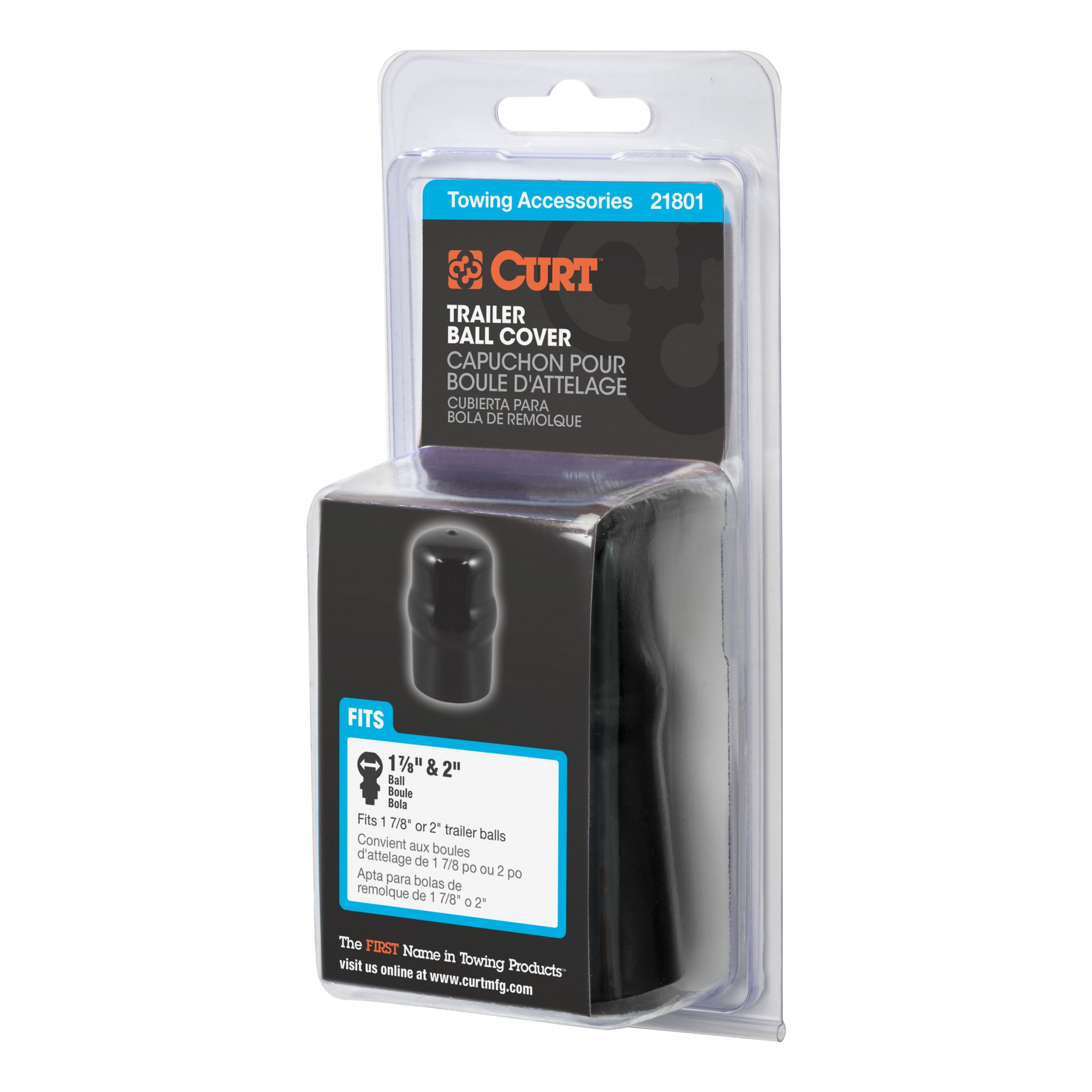 CURT Black Rubber Trailer Hitch Ball Cover, 1-7/8 or 2-Inch Diameter Model 21801