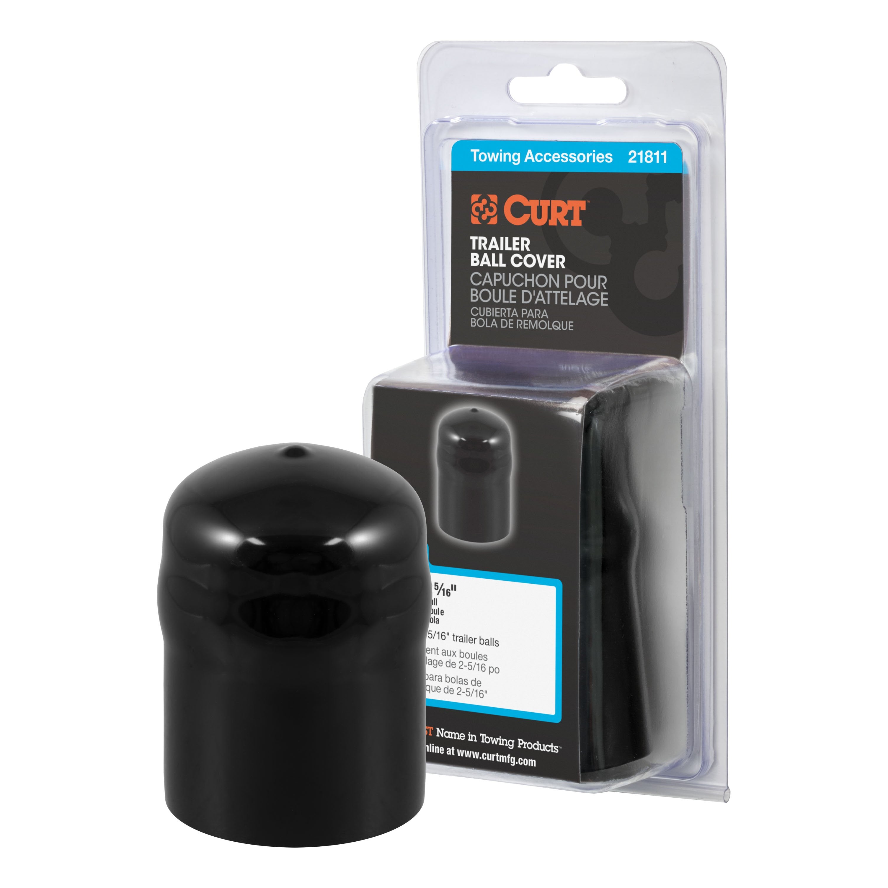 CURT Black Rubber Trailer Hitch Ball Cover, 2-5/16-Inch Diameter Model 21811