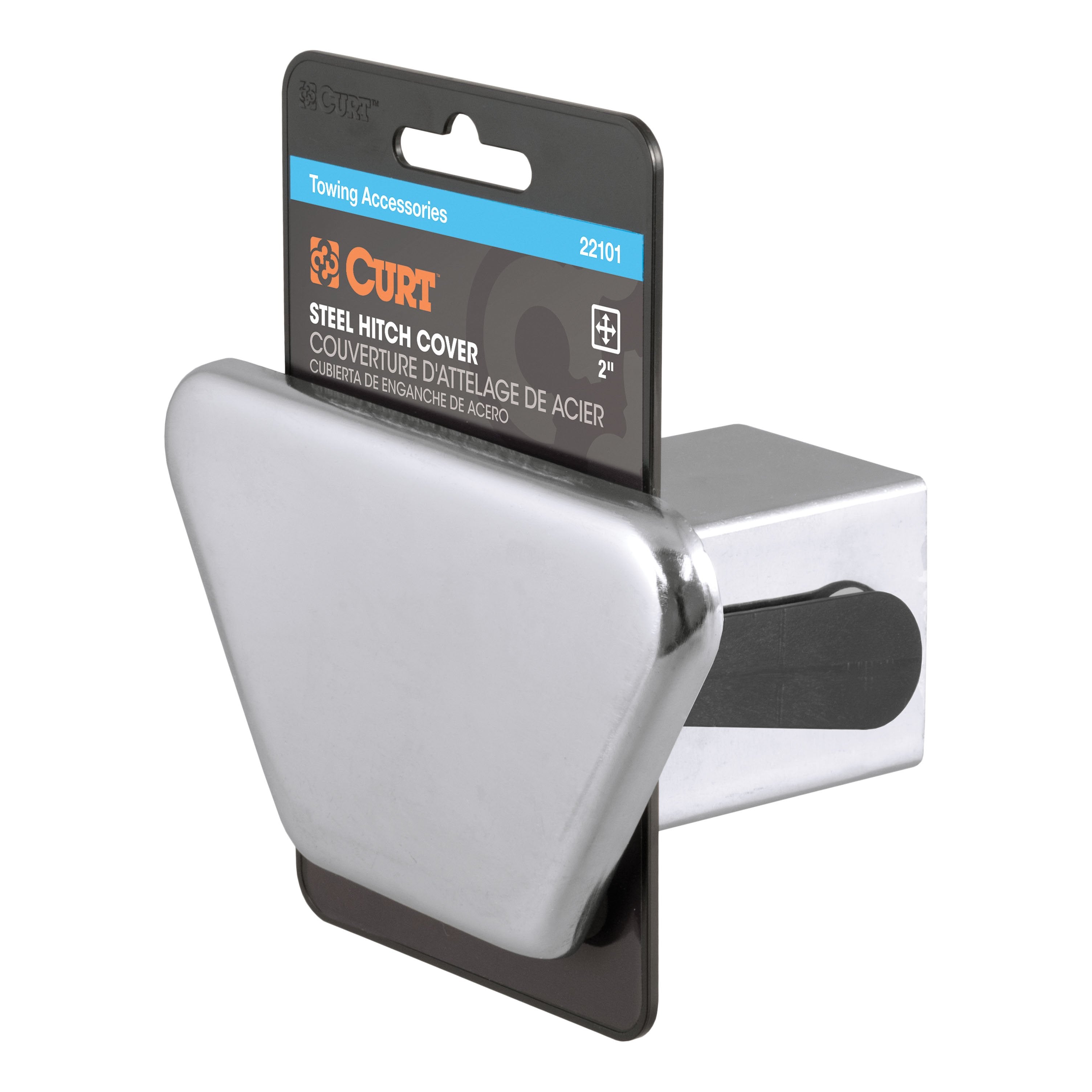 CURT Chrome Steel Trailer Hitch Cover, Fits 2-Inch Receiver Model 22101
