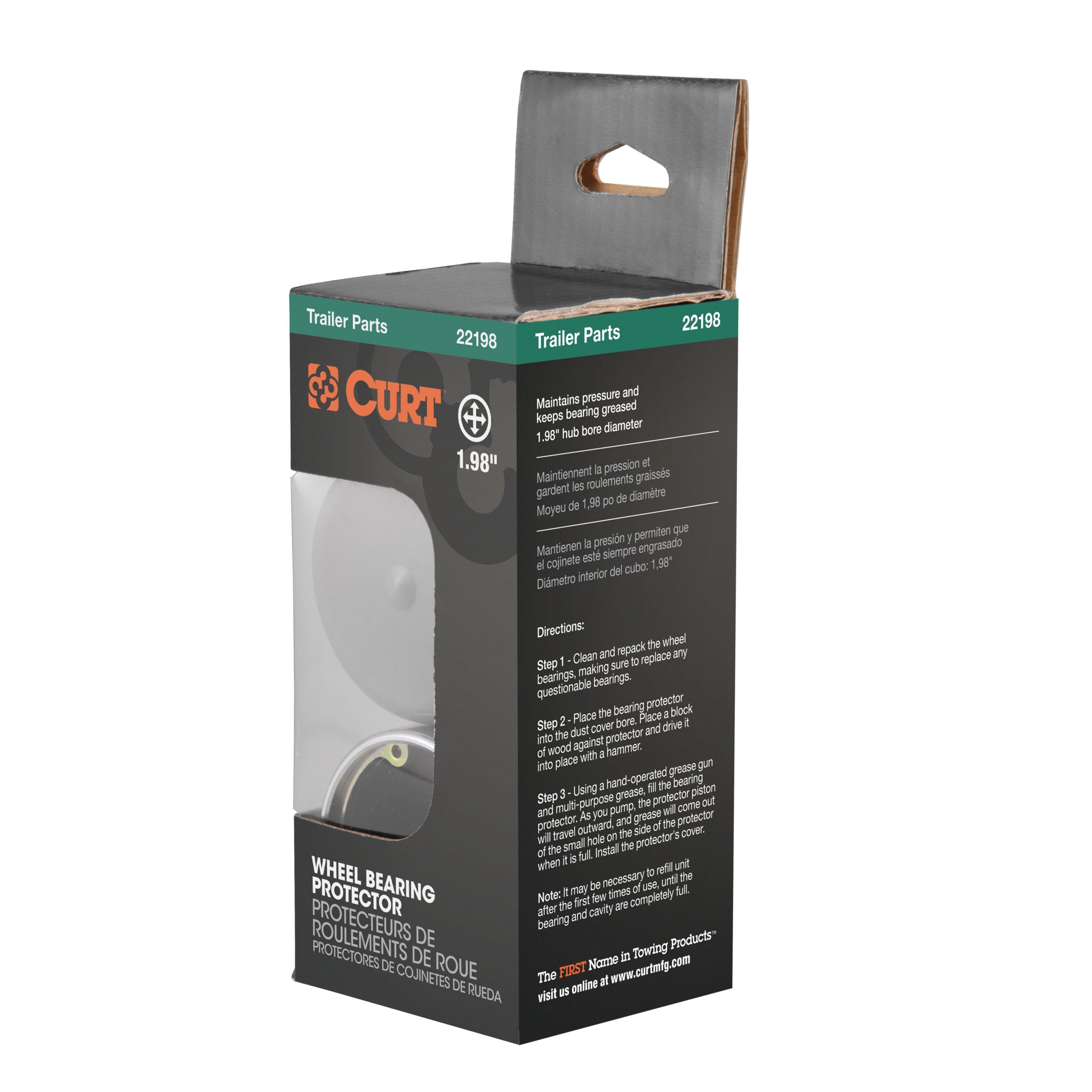 CURT 1.98-Inch Trailer Wheel Bearing Protectors and Dust Covers, 2-Pack Model 22198