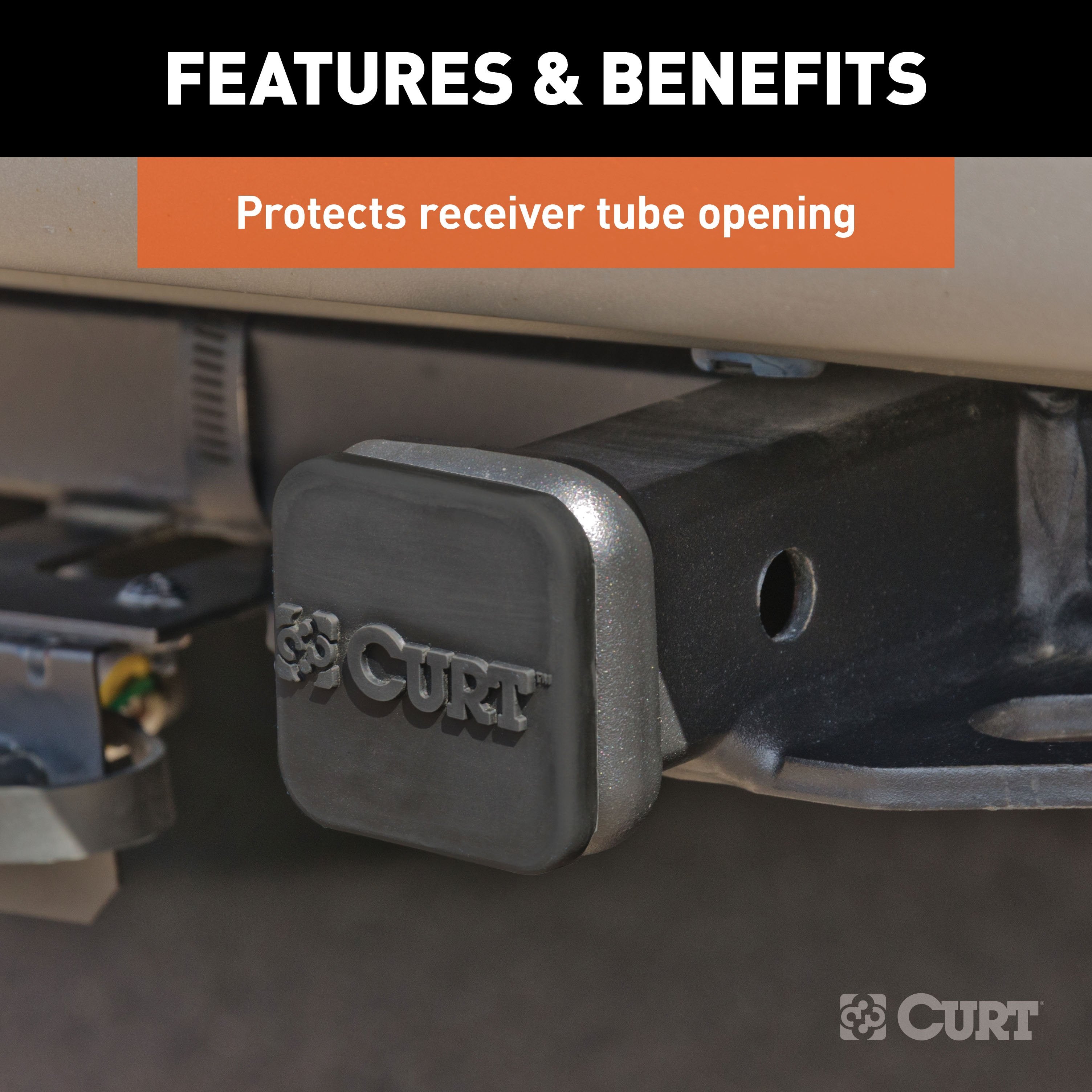 CURT Rubber Trailer Hitch Cover, Fits 1-1/4-Inch Receiver Model 22271