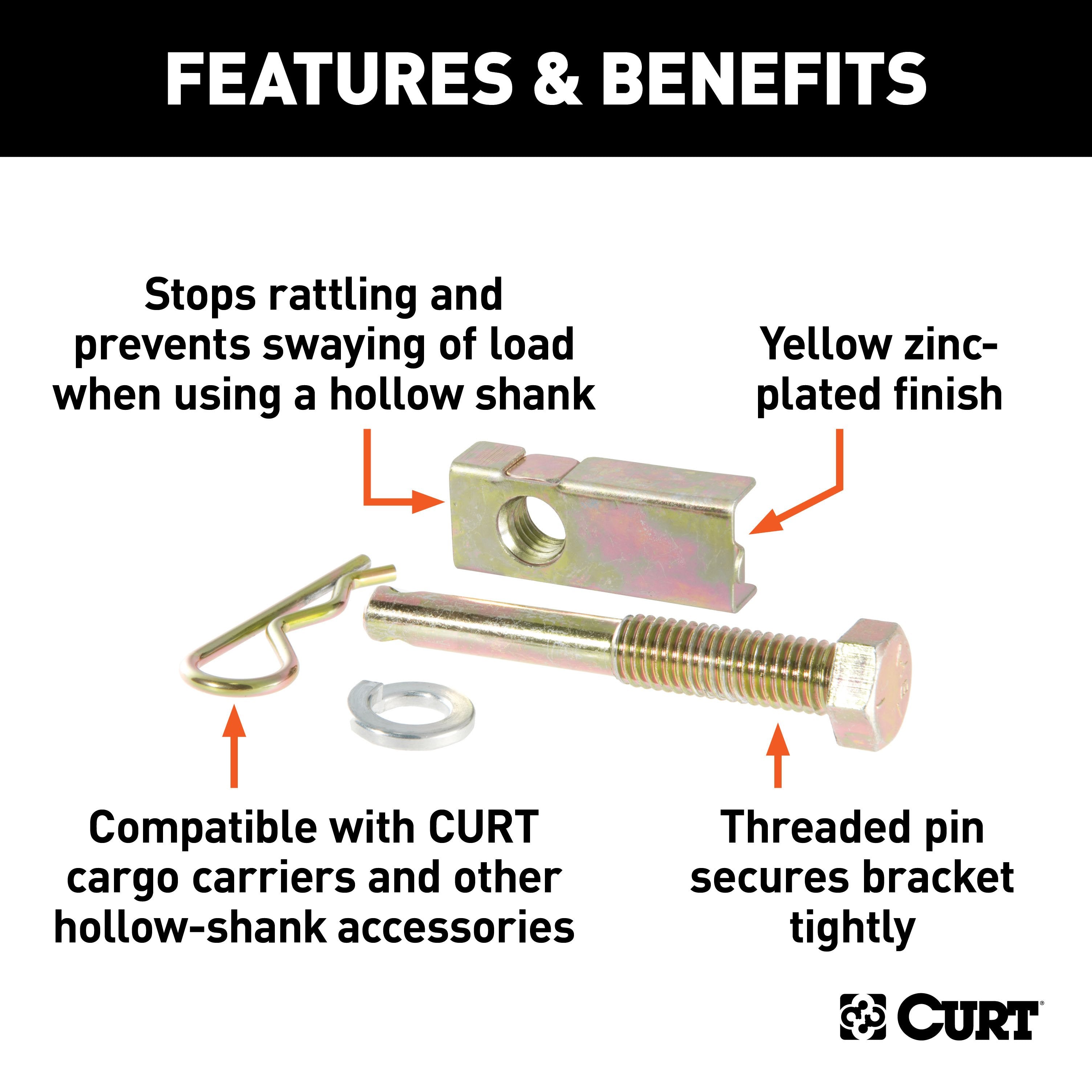 CURT Anti-Rattle Hitch Pin Shim Device, Fits 1-1/4-Inch Receiver, 1/2-In Hole Model 22315