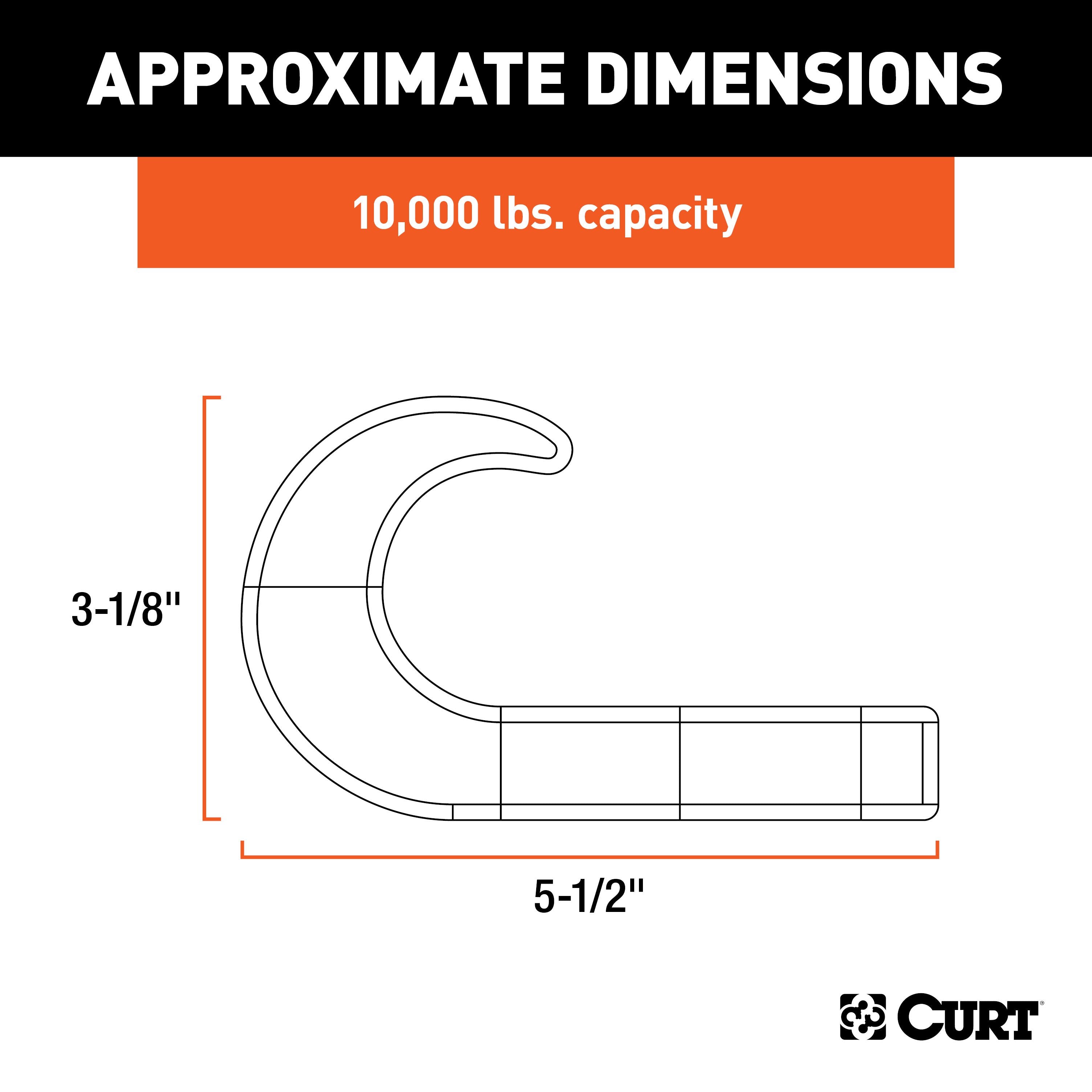 CURT Bolt-On Chrome Steel Tow Hook with Spring Clip, 10,000 lbs Capacity Model 22401