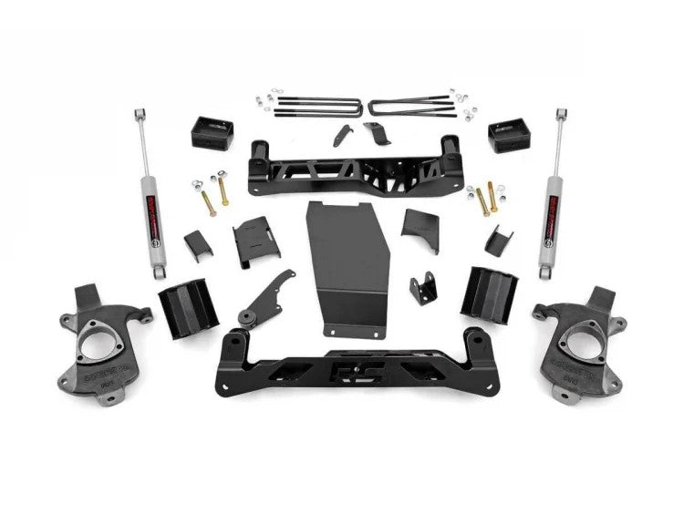 5 Inch Suspension Lift Kit w/V2 Monotube 14-18 Silverado/Sierra 1500 4WD Aluminum/Stamped Steel Rough Country