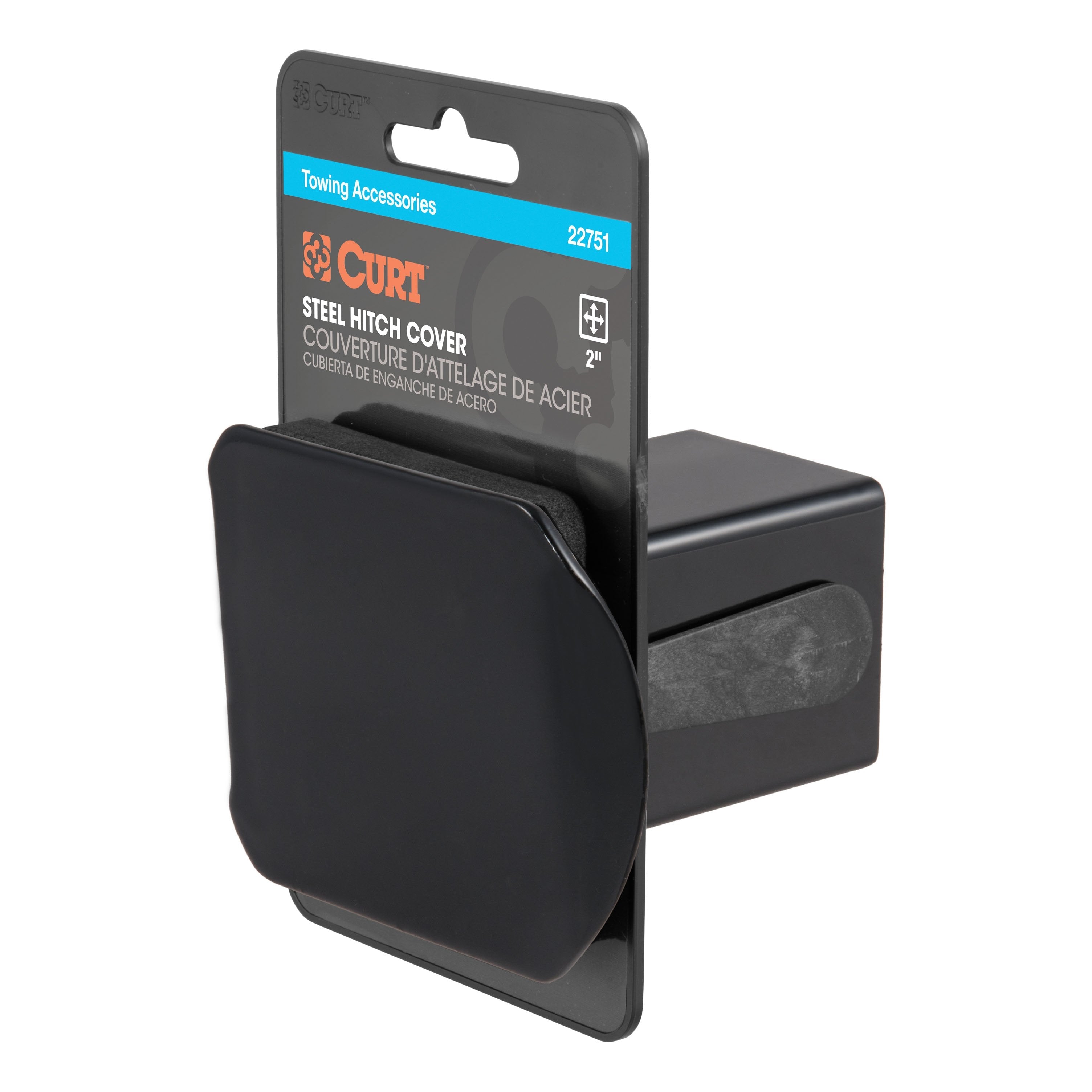 CURT Black Steel Trailer Hitch Cover, Fits 2-Inch Receiver Model 22751