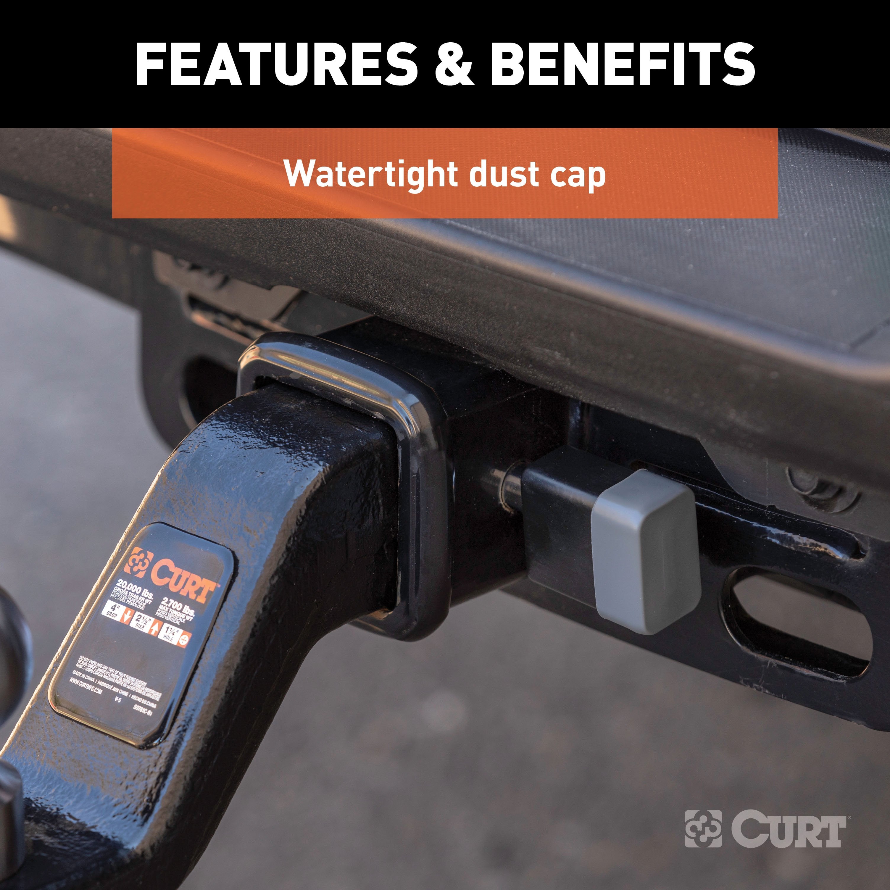 CURT Trailer Hitch Lock, 5/8-Inch Pin Diameter, Fits 2, 2-1/2 or 3-Inch Receiver Model 23021