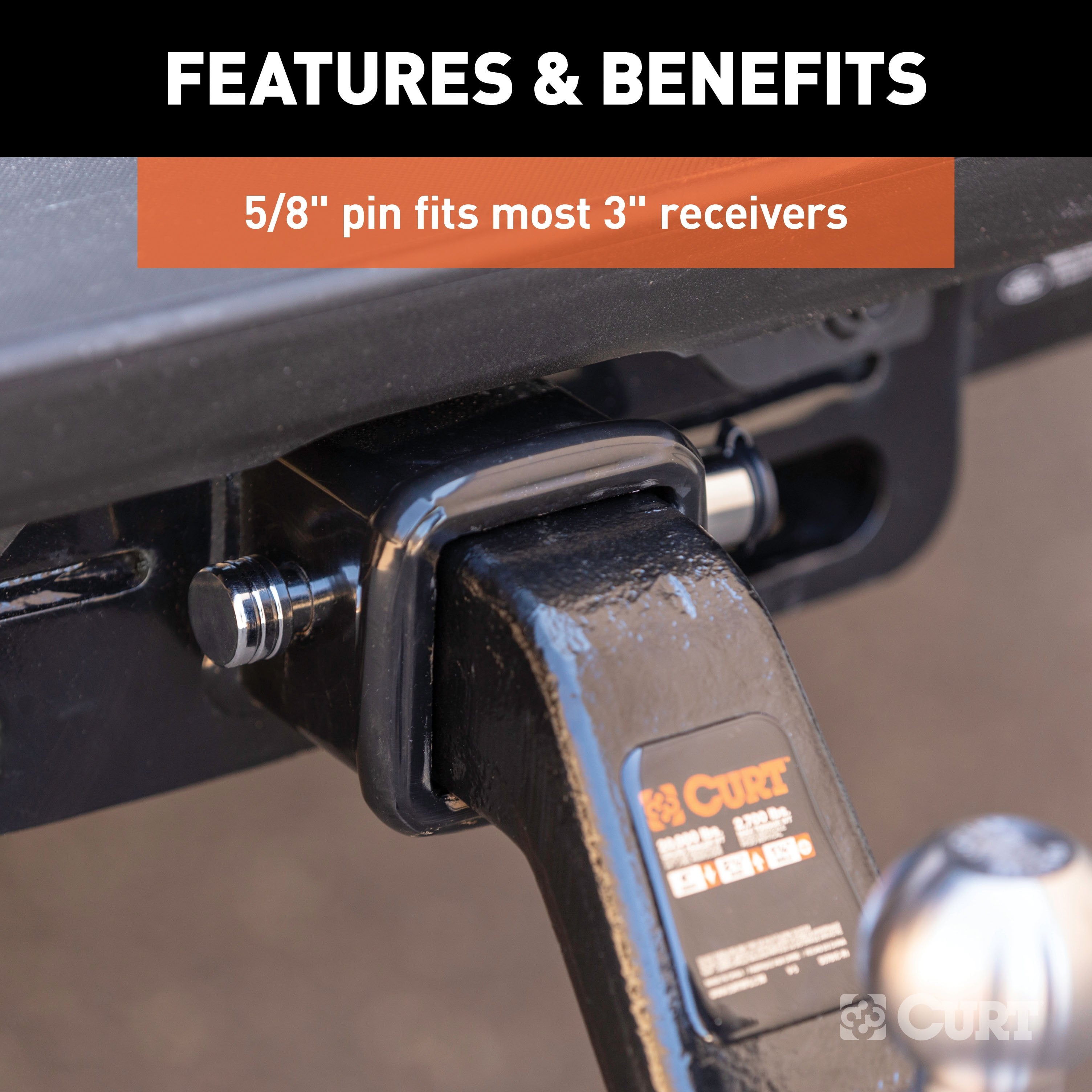 CURT Trailer Hitch Lock, 5/8-Inch Pin Diameter, Fits 3-Inch Receiver Model 23025