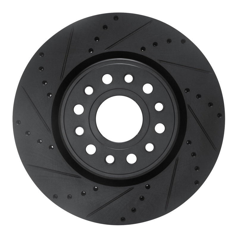 R1 19-25 Ram 1500 Front Left Drilled & Slotted Black Brake Rotor