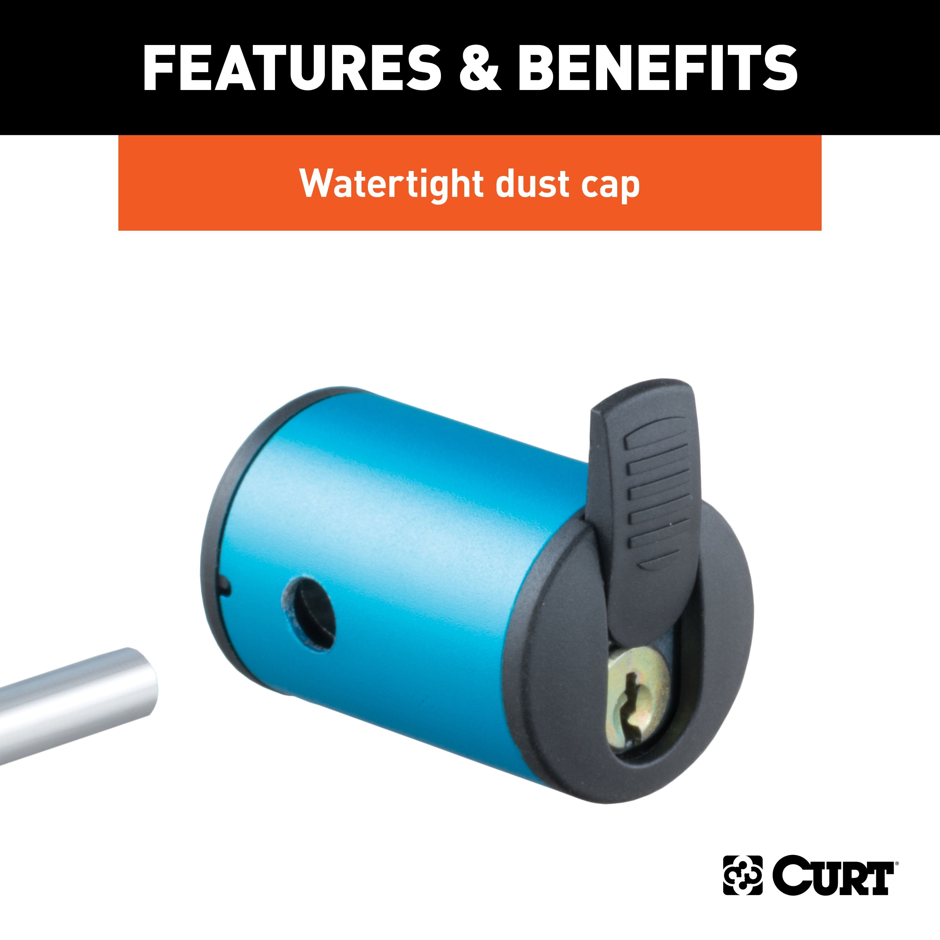 CURT Right-Angle Trailer Coupler Lock, 1/4-Inch Pin Diameter, Up to 3-Inch Span Model 23503