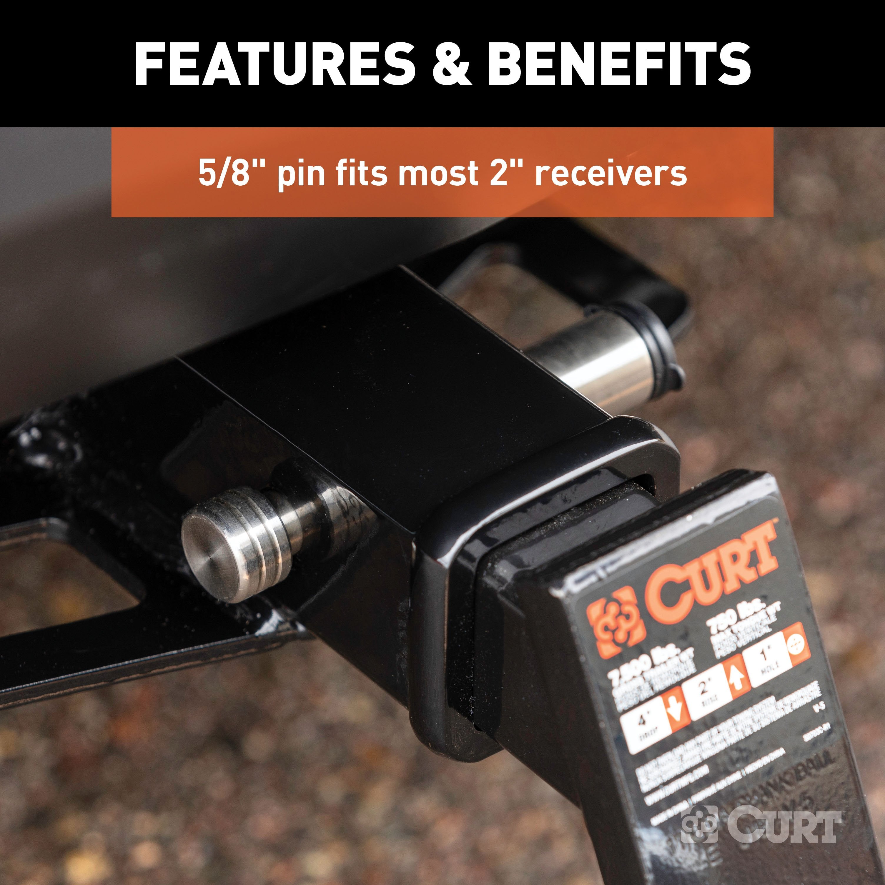 CURT Stainless Steel Trailer Hitch Lock, 5/8-Inch Pin Diameter, Fits 2-Inch Receiver Model 23516