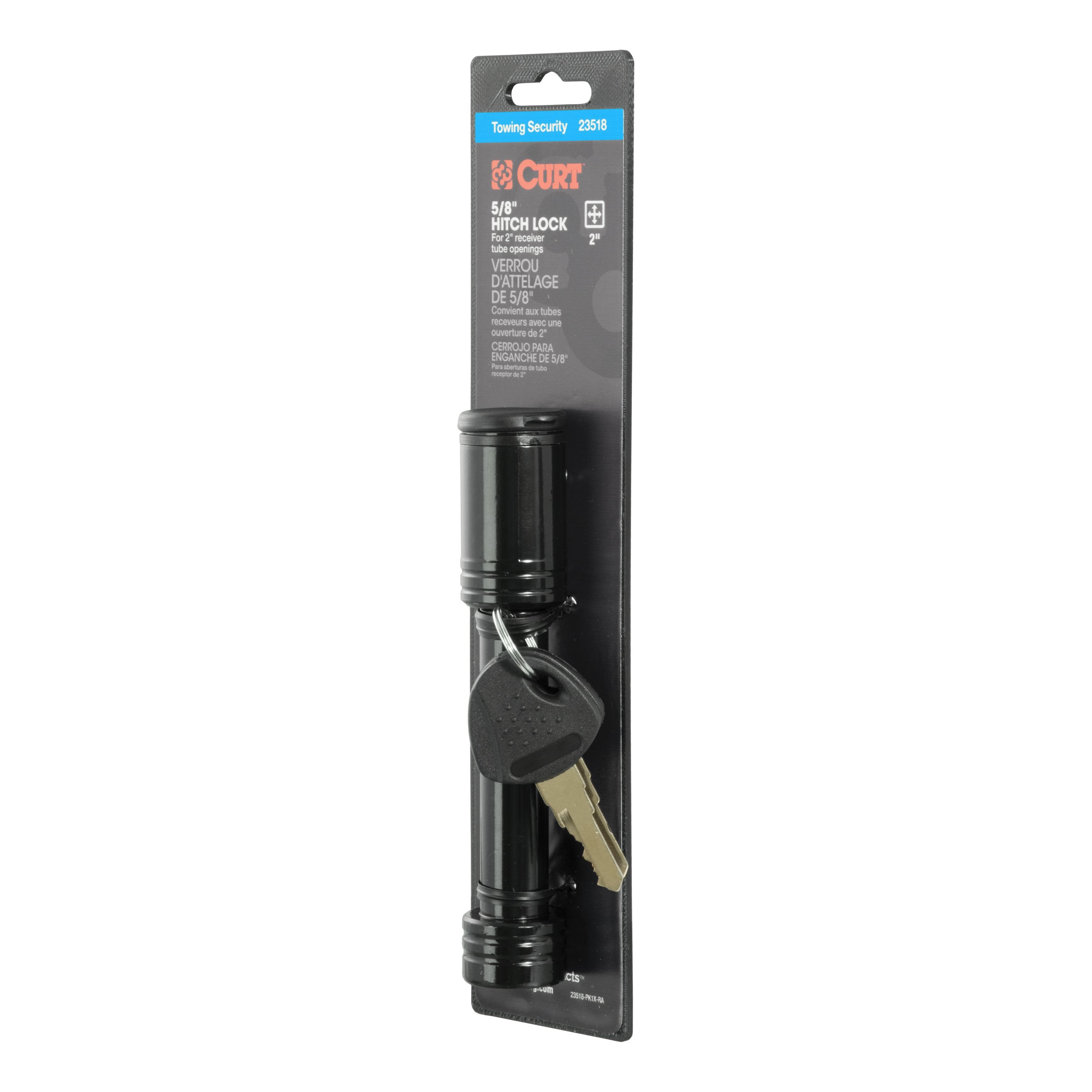 CURT Black Trailer Hitch Lock, 5/8-Inch Pin Diameter, Fits 2-Inch Receiver Model 23518