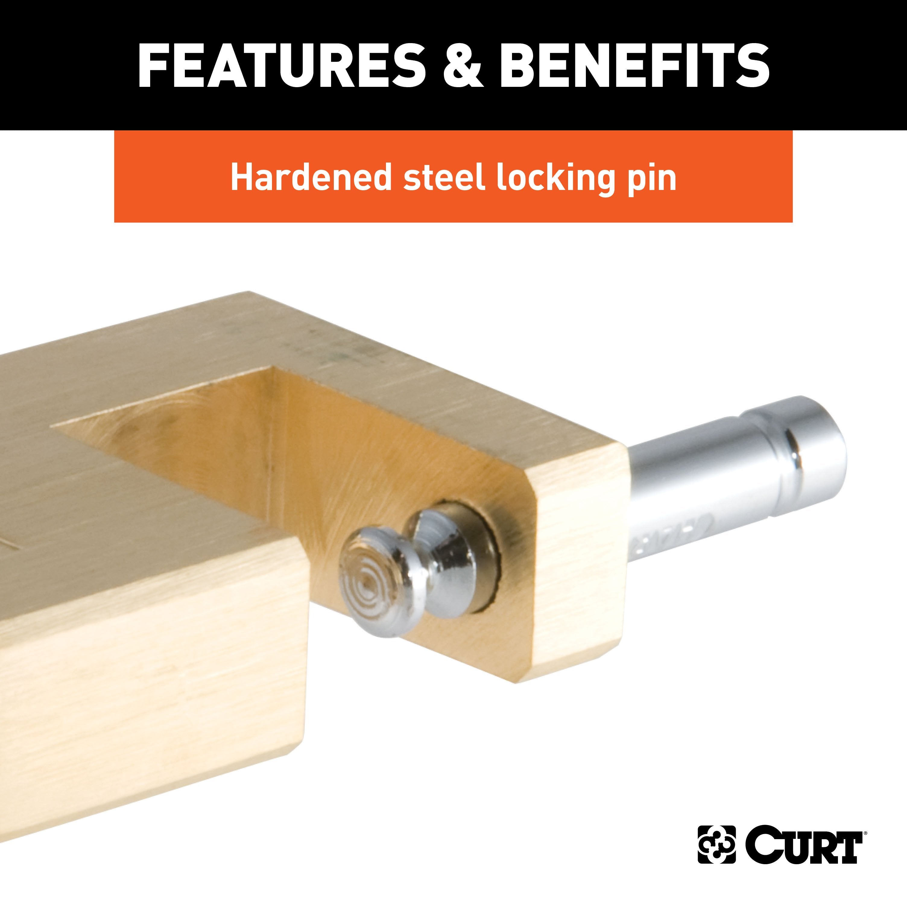 CURT Brass Trailer Tongue Coupler Lock, 1/4-Inch Pin Diameter, Up to 3/4-Inch Span Model 23546