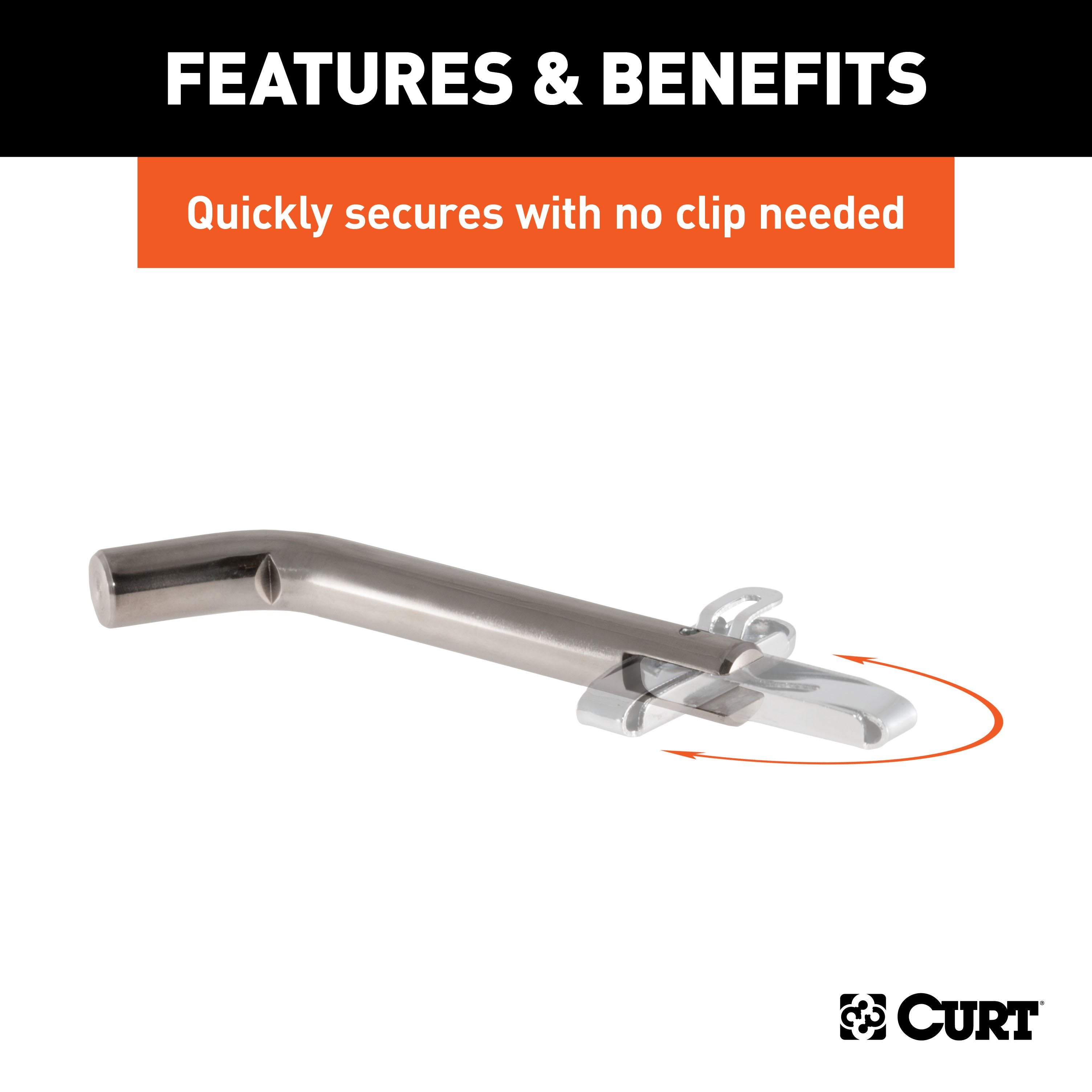 CURT Stainless Steel Swivel Trailer Hitch Pin, 1/2-Inch Diameter, Fits 1-1/4-Inch Receiver Model 23581