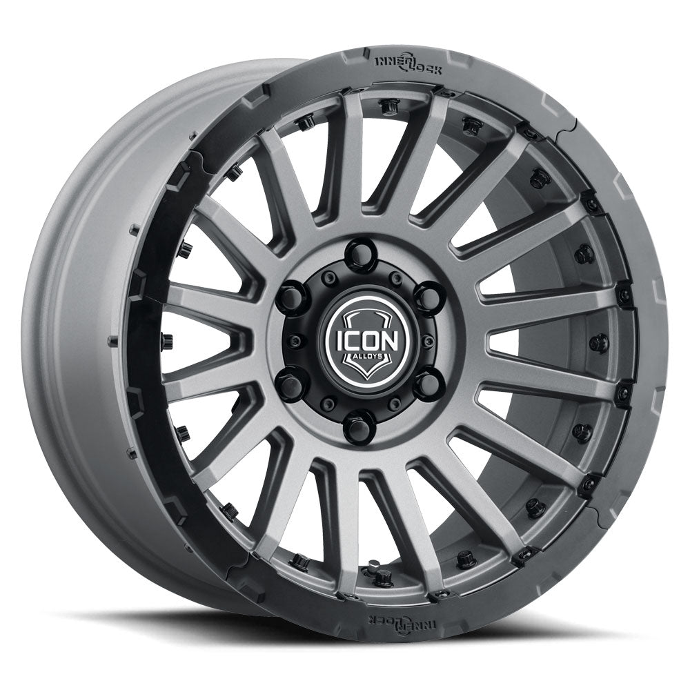 Rebound Pro 17 X 8.5 / 5 X 5 -6MM Offset 4.5 Inch Back Space Charcoal W/ Black Ring, ICON Alloys