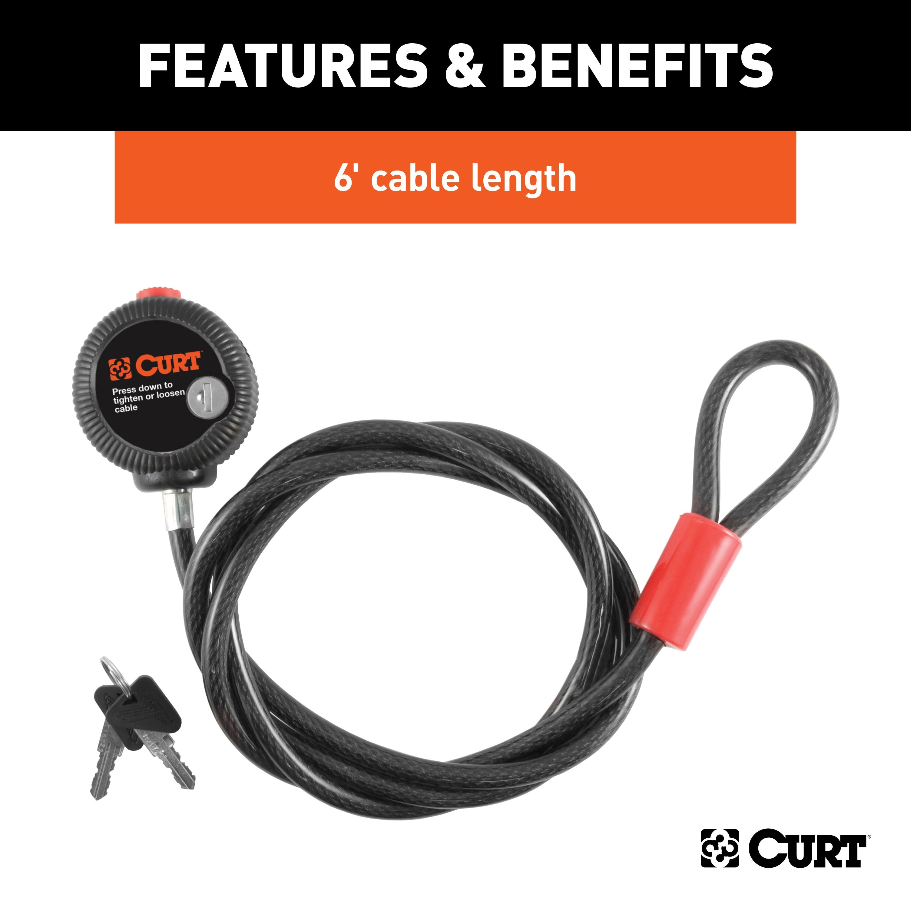CURT 6-Foot Bike Cable Lock Model 23666
