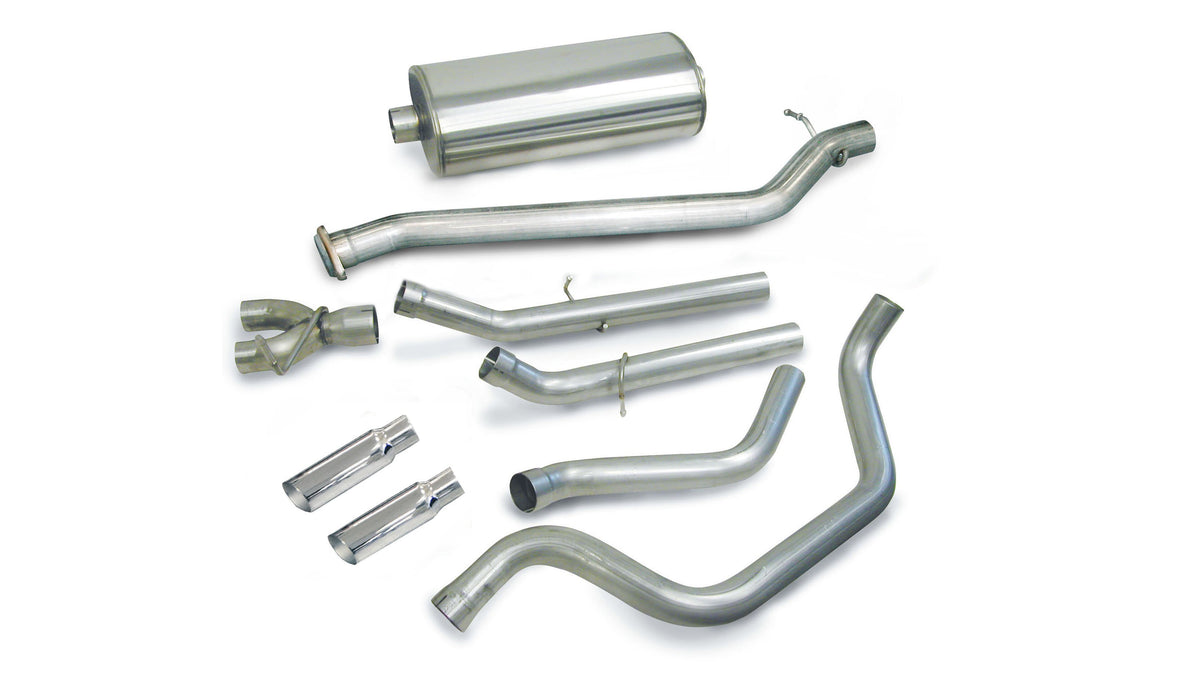 3.0 Inch Cat-Back Sport Dual Rear Exit Exhaust 4.0 Inch Slash Cut Polished Tips 99-06 Silverado/Sierra 1500 Crew Cab/Short Bed/Extended Cab/Standard Bed 4.8L/5.3L V8 143.5 Inch WB Stainless Steel dB by Corsa Performance