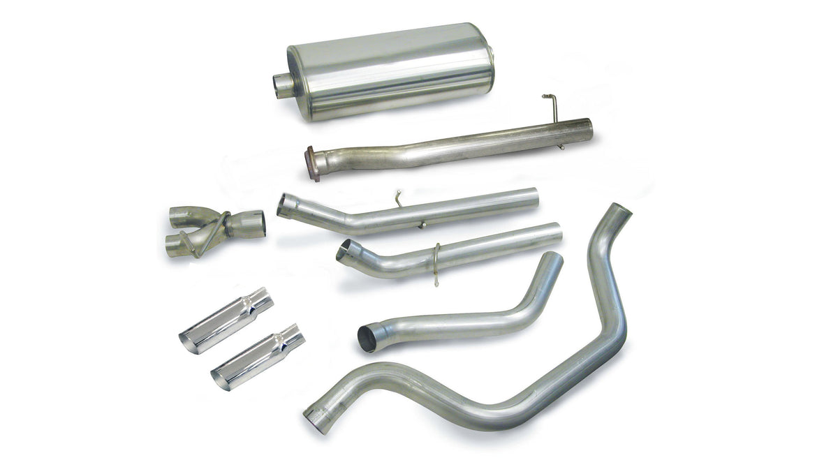 3.0 Inch Cat-Back Sport Dual Rear Exit Exhaust 4.0 Inch Slash Cut Polished Tips 99-06 Silverado/Sierra 1500 Regular Cab/Long Bed/Extended Cab/Short Bed 4.8L/5.3L V8 133.0 Inch WB Stainless Steel dB by Corsa Performance