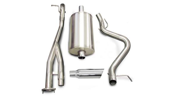 Silverado 3.0 Inch Cat-Back Single Side Exit with Single 4.0 Inch Polished Slash Cut Tip Sport Sound 03-06 Silverado 1500 SS 6.0 Liter Corsa Performance