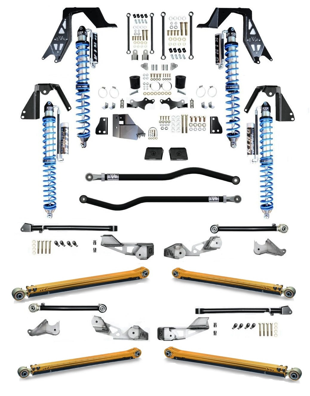 JLU (4-Door) GAS 3-5 INCH LIFT KING 2.5 INCH COILOVER PRO SUSPENSION SYSTEMS JEEP WRANGLER