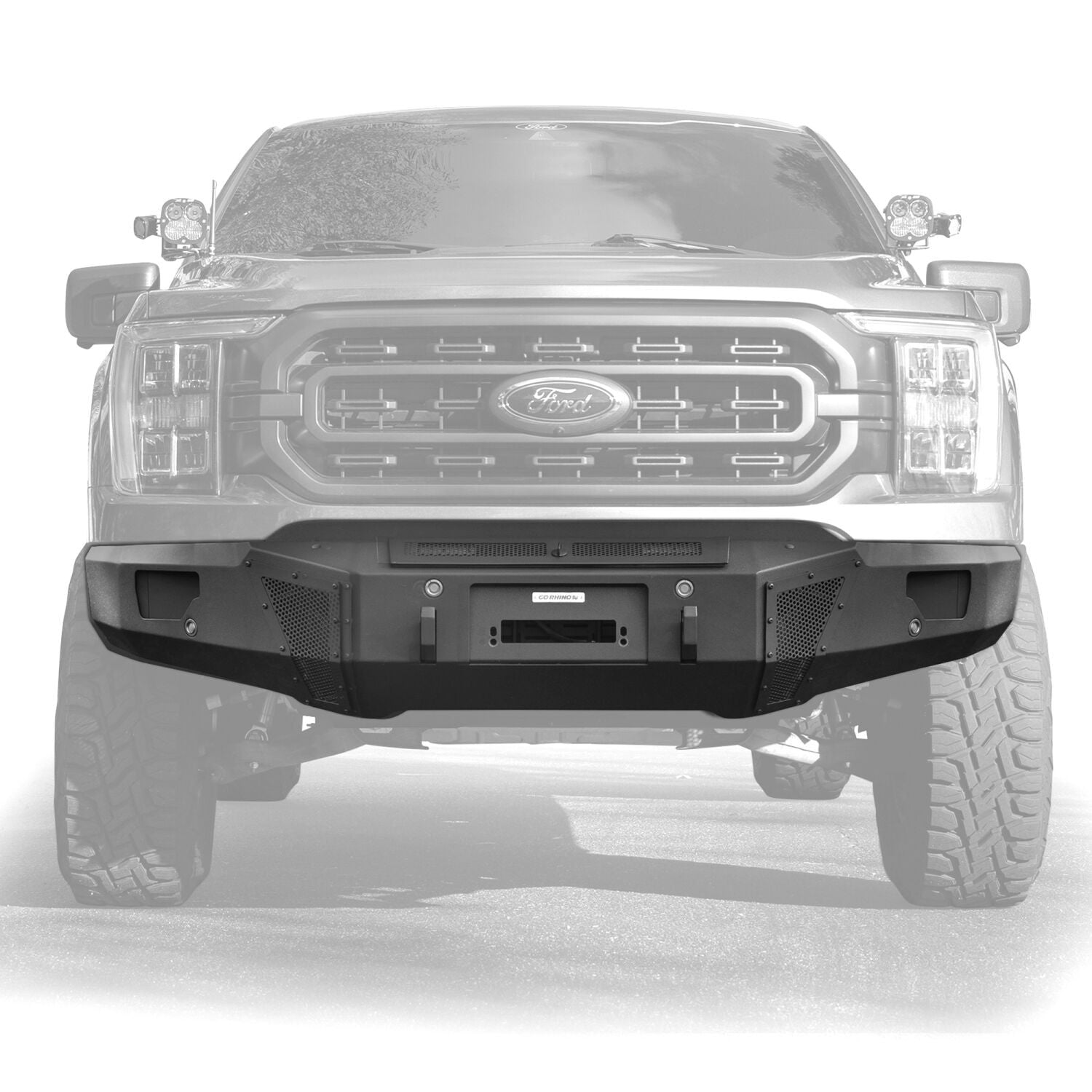 BR6 Winch Ready Front Bumper for Ford F 150 Textured Black 2021-2023 Ford F-150 Go Rhino
