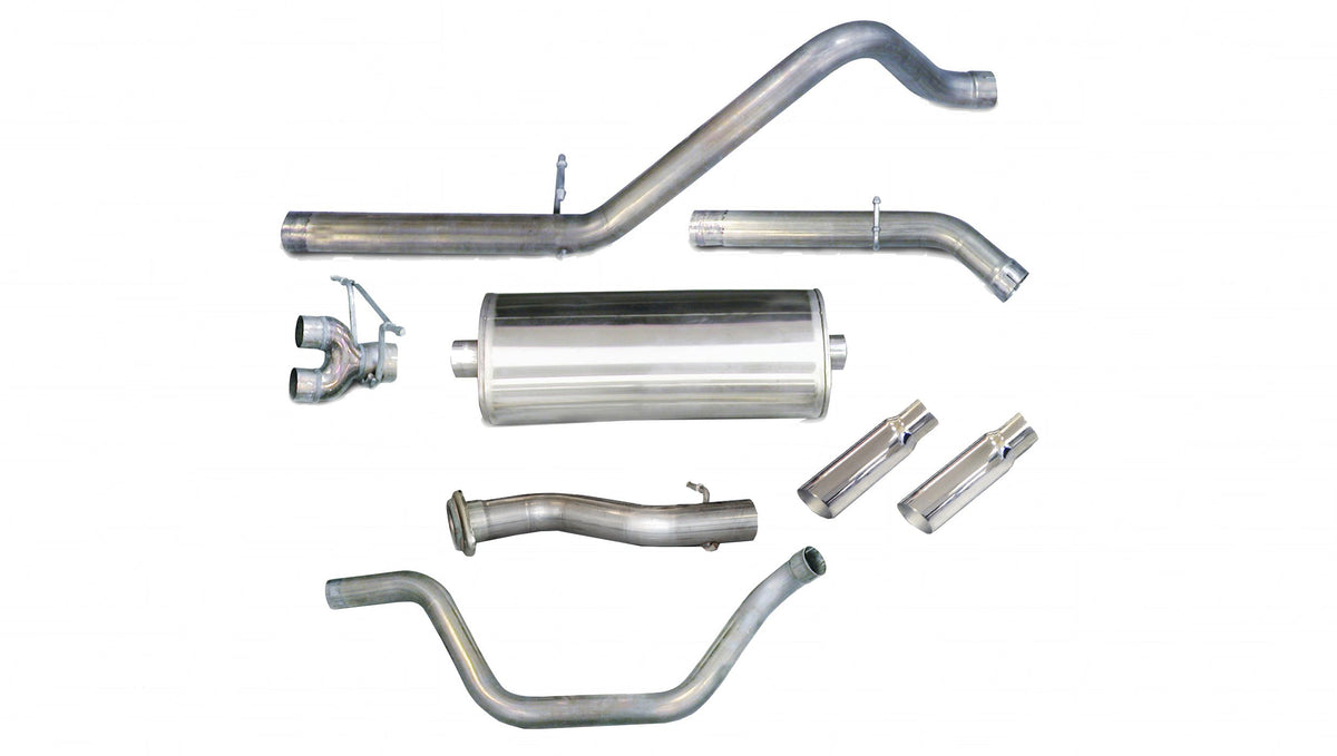 3.0 Inch Cat-Back Sport Dual Rear Exit Exhaust 4.0 Inch Slash Cut Polished Tips 07-09 Silverado/Sierra Denali 1500 Crew Cab/Short Bed/Extended Cab/Standard Bed 6.2L V8 143.5 Inch WB Stainless Steel dB by Corsa Performance