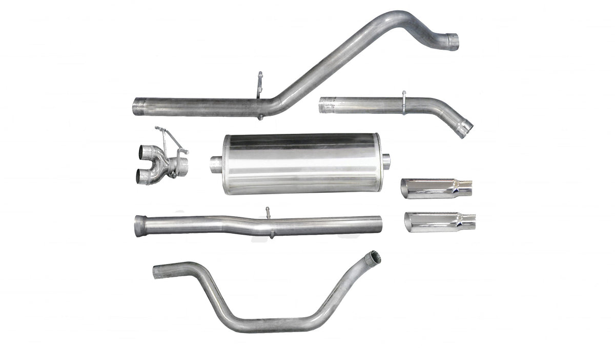 3.0 Inch Cat-Back Sport Dual Rear Exit Exhaust 4.0 Inch Slash Cut Polished Tips 11-13 Silverado/Sierra Denali 1500 Crew Cab/Short Bed/Extended Cab/Standard Bed 6.2L V8 143.5 Inch WB Stainless Steel dB by Corsa Performance