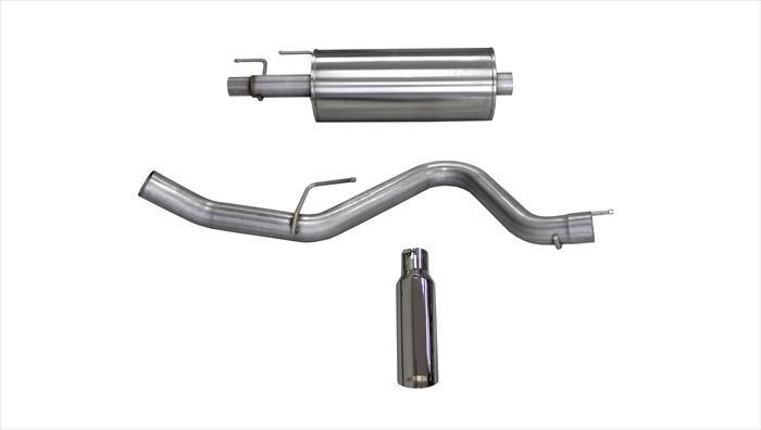 3.0 Inch Cat-Back Sport Single Side Exit Exhaust 4.0 Inch Slash Cut Polished Tip Ford F150 EcoBoost SuperCrew/SuperCab 3.5L/2.7L w/145/156.8/163.7 Inch WB Stainless Steel dB by Corsa Performance