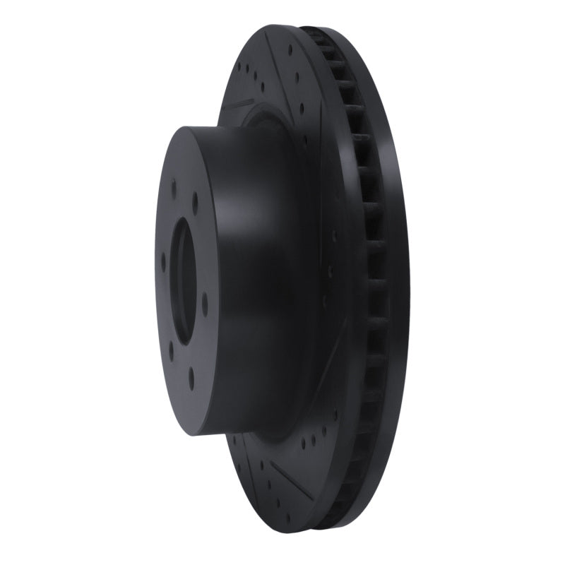 R1 16-24 Nissan Titan XD Front Right Drilled & Slotted Black Brake Rotor