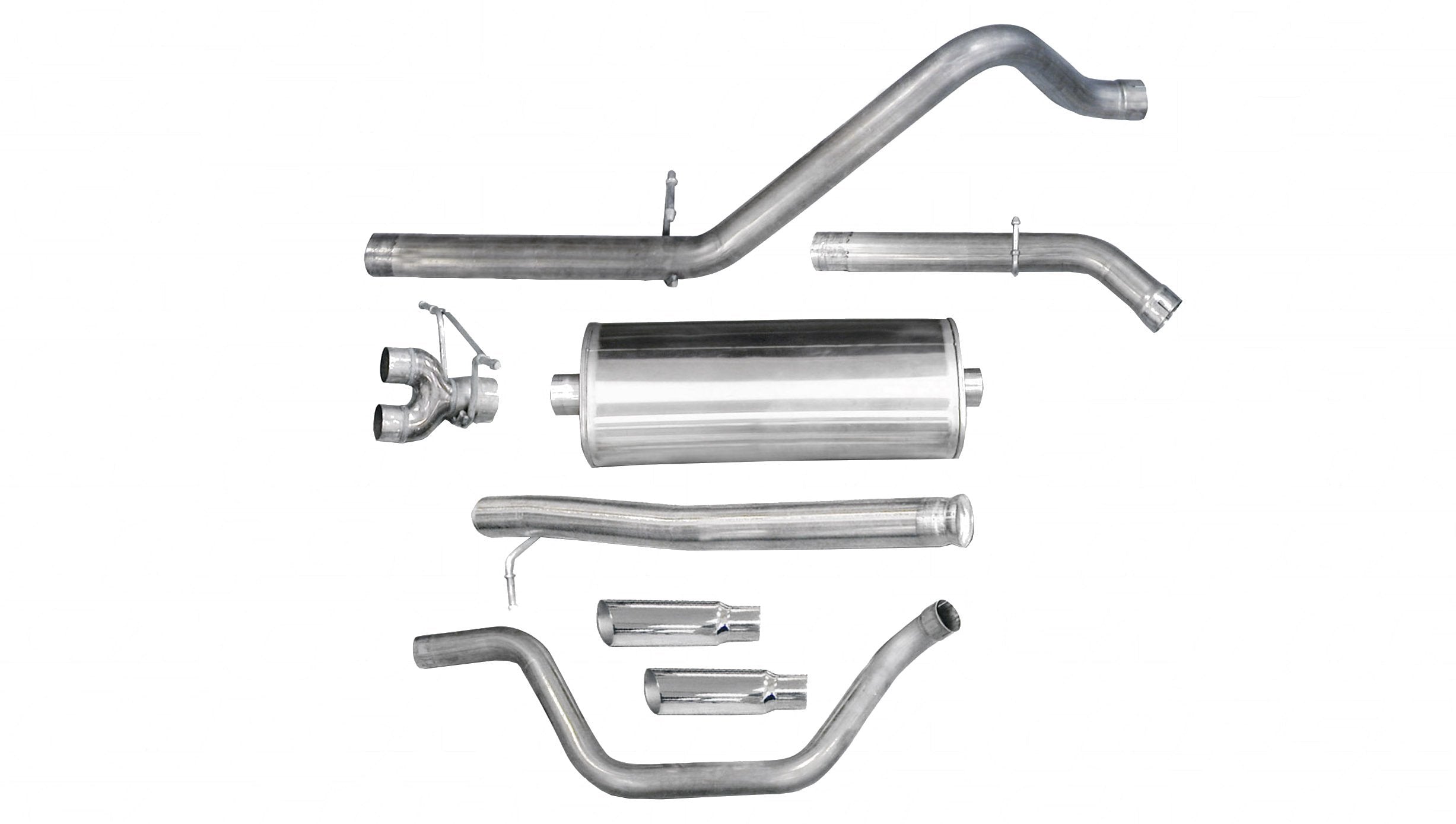 3.0 Inch Cat-Back Sport Dual Rear Exit Exhaust 4.0 Inch Slash Cut Polished Tips 09-13 Silverado/Sierra 1500 Regular Cab/Long Bed/Extended Cab/Short Bed 4.8L/5.3L V8 133.0 Inch WB Stainless Steel dB by Corsa Performance