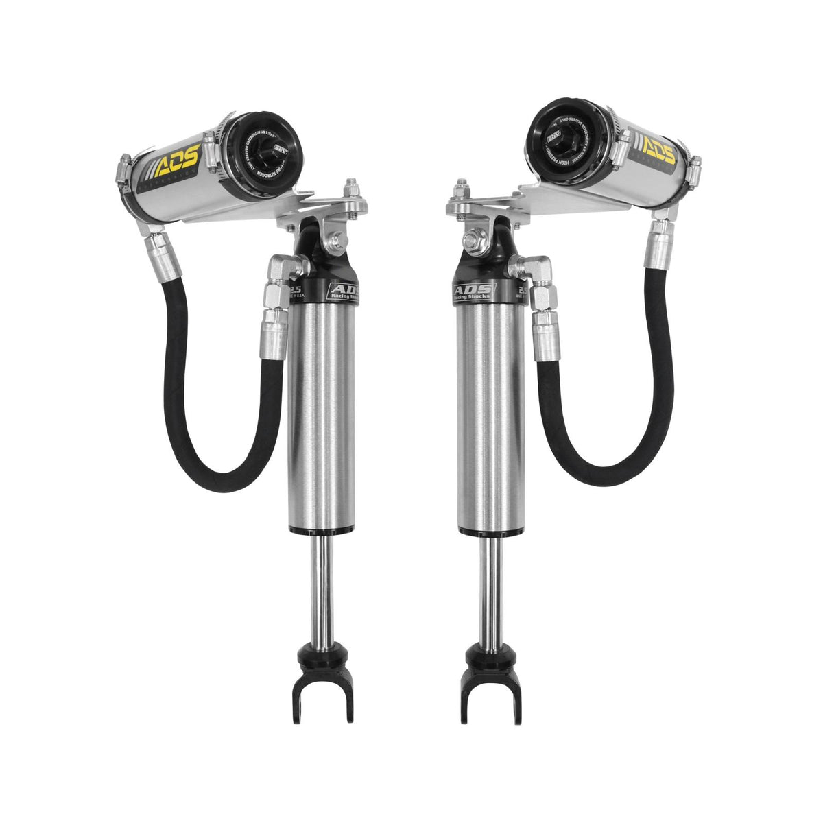 2011-2025 Chevrolet Silverado 2500 HD 2011-2025 Chevrolet Silverado 3500 HD and More Direct Fit 2.5 inch Reservoir Race Shocks Front 13.75 Inch Collapsed 18.75 Inch Extended ADS Shocks