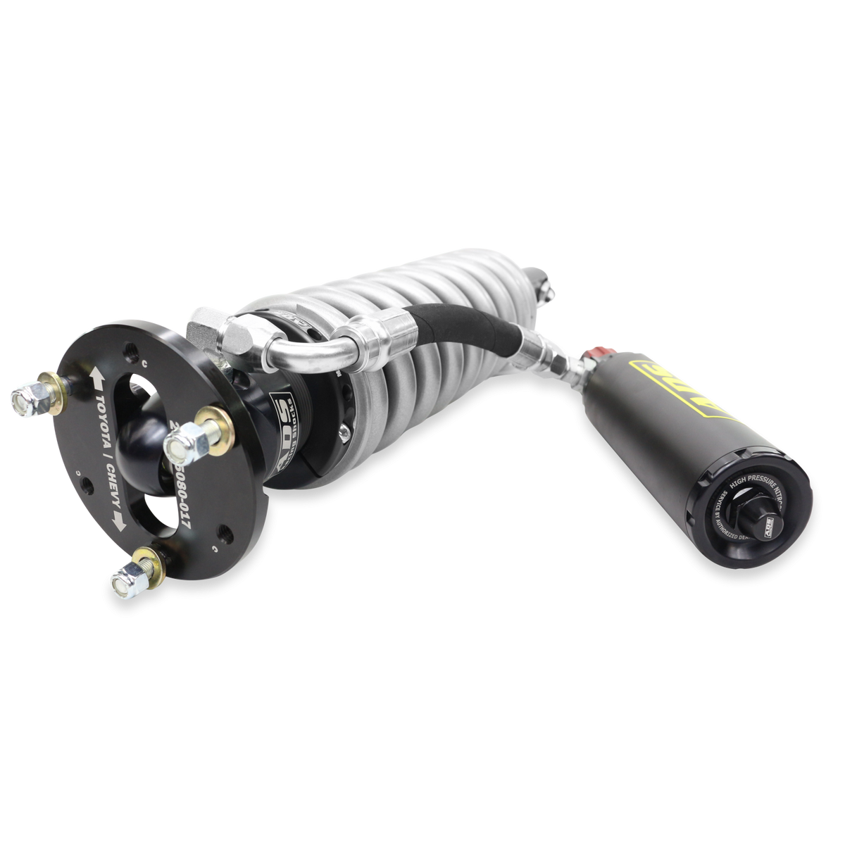 2005-2023 Toyota Tacoma Direct Fit 2.5 inch Adjustable Reservoir Race Coilovers Black Front 17.75 Inch Collapsed 22.394 Inch Extended Remote Reservoir With 650 (lb/in) Springs ADS Shocks