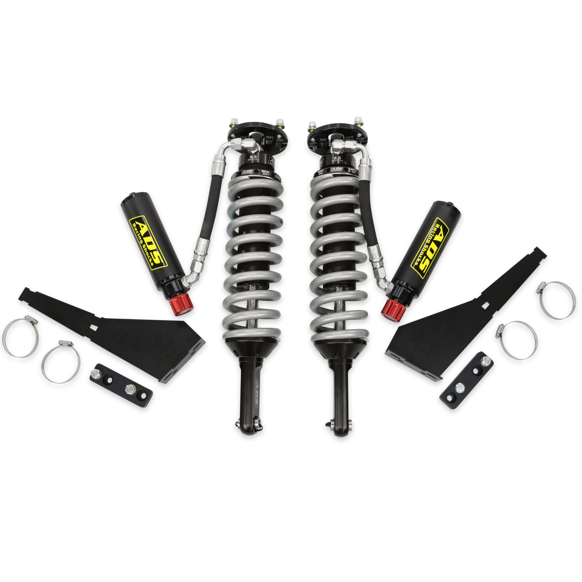 2005-2023 Toyota Tacoma Direct Fit 2.5 inch Adjustable Reservoir Race Coilovers Black Front 17.75 Inch Collapsed 22.394 Inch Extended Remote Reservoir With 700 (lb/in) Springs ADS Shocks