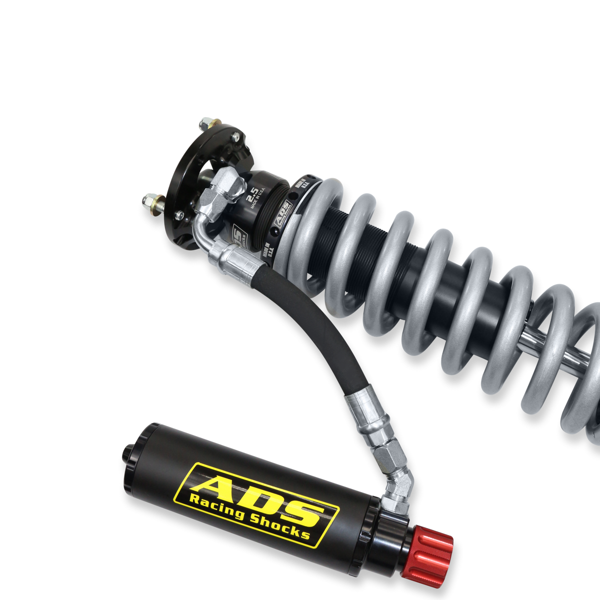 2005-2023 Toyota Tacoma Direct Fit 2.5 inch Adjustable Reservoir Race Coilovers Black Front 17.75 Inch Collapsed 22.394 Inch Extended Remote Reservoir With 700 (lb/in) Springs ADS Shocks