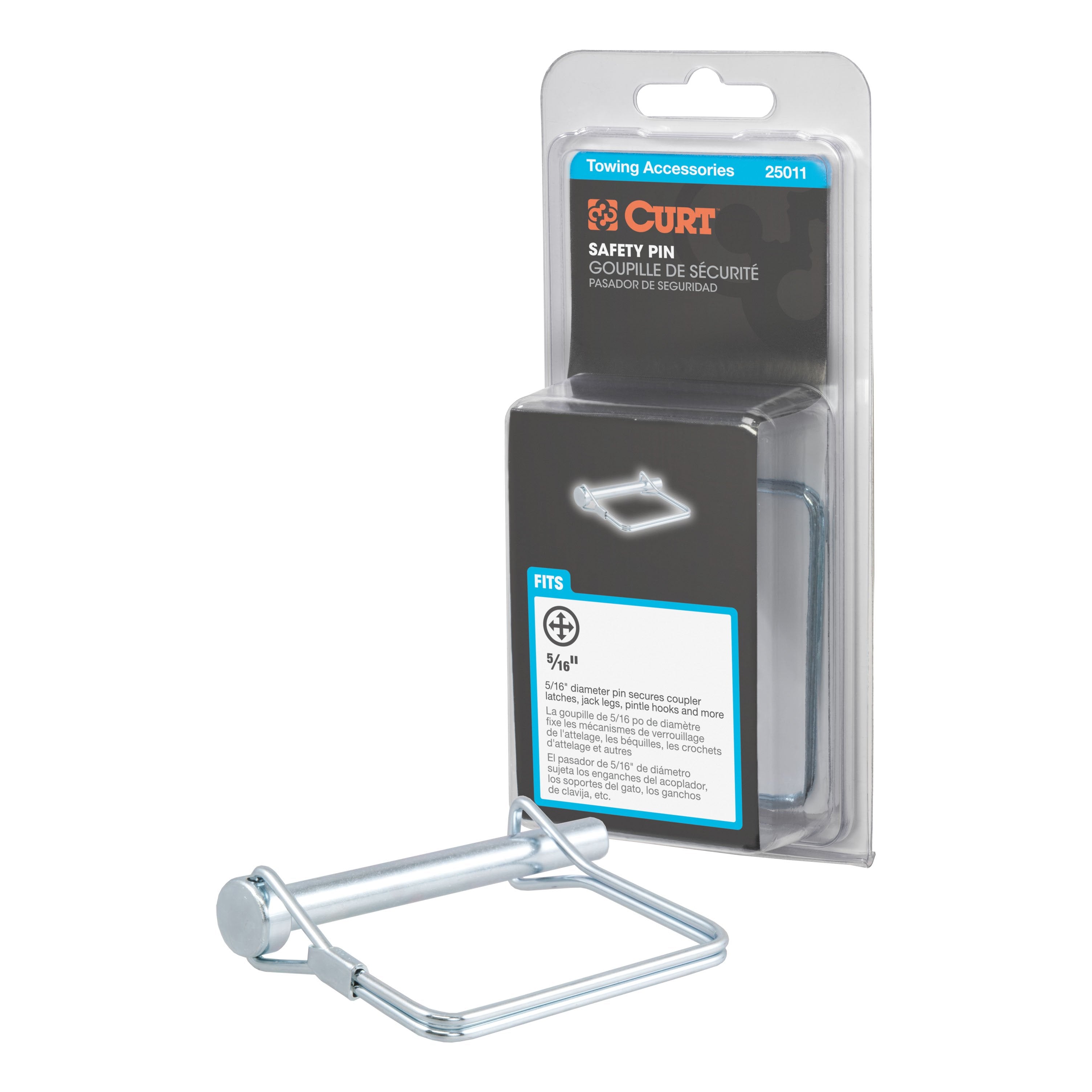 CURT Trailer Coupler Pin, 5/16-Inch Diameter x 3-Inch Long Model 25011