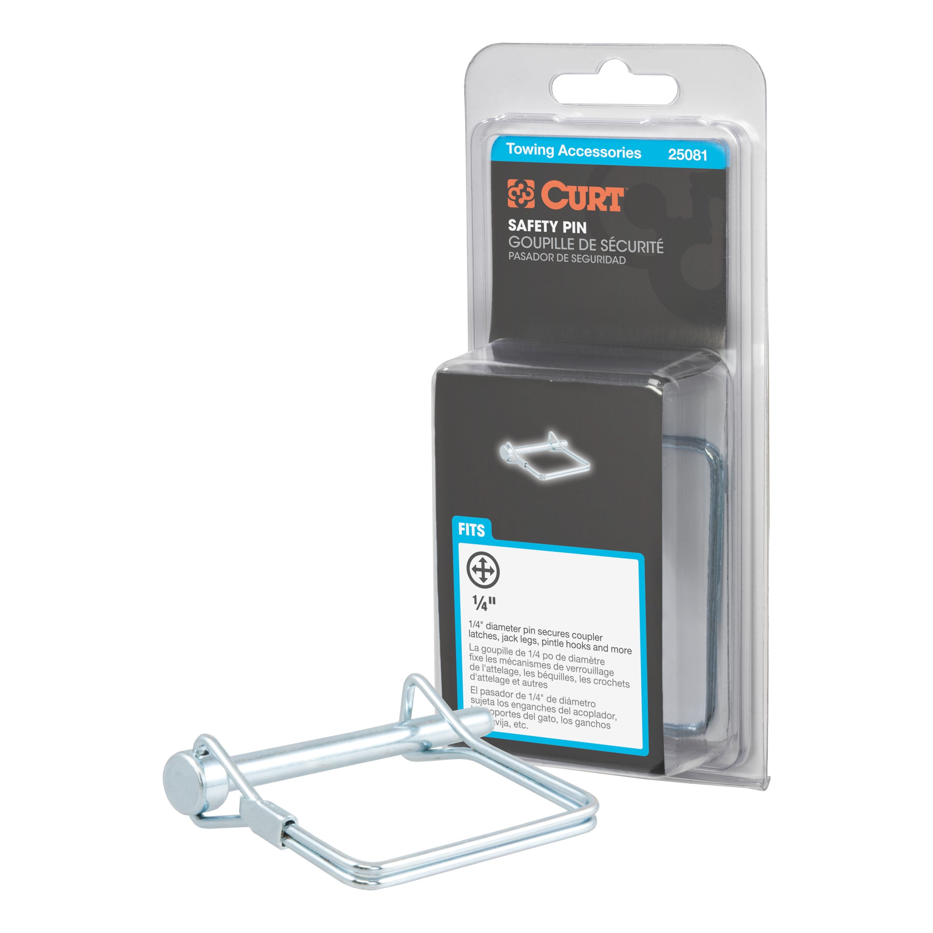 CURT Trailer Coupler Pin, 1/4-Inch Diameter x 2-3/4-Inch Long Model 25081