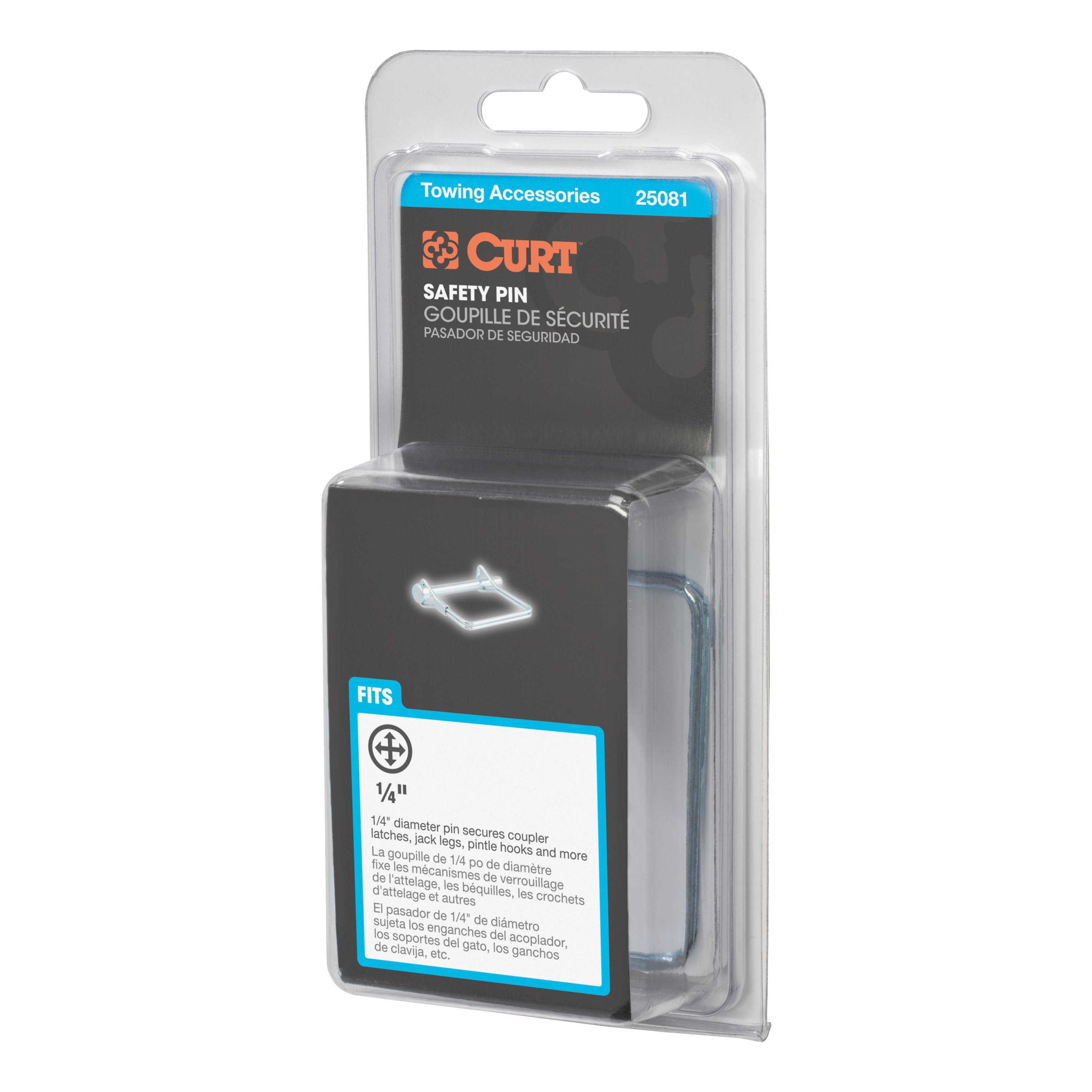 CURT Trailer Coupler Pin, 1/4-Inch Diameter x 2-3/4-Inch Long Model 25081