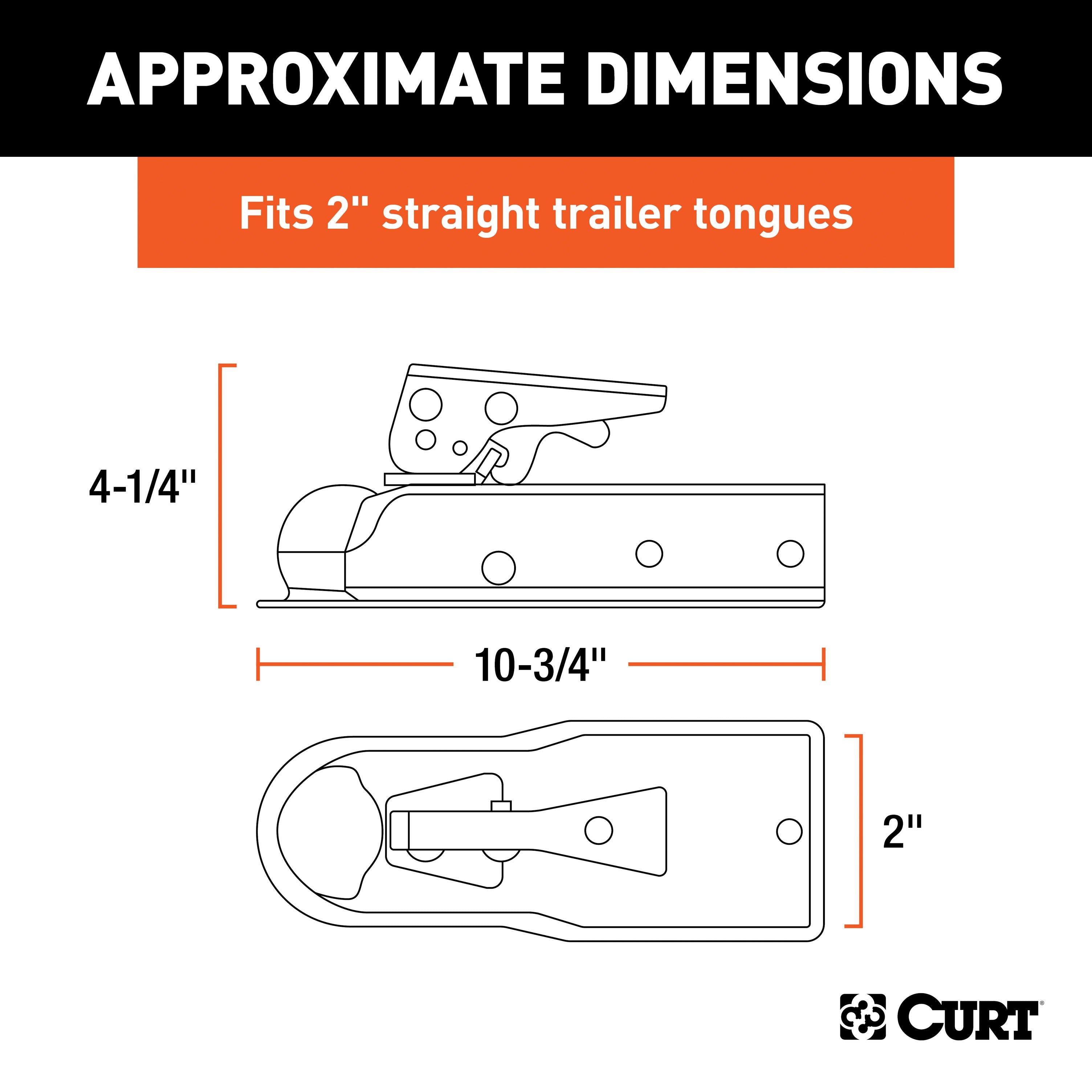 CURT Straight Tongue Trailer Coupler for 2-Inch Channel, 2-In Hitch Ball, 3,500 lbs Model 25153