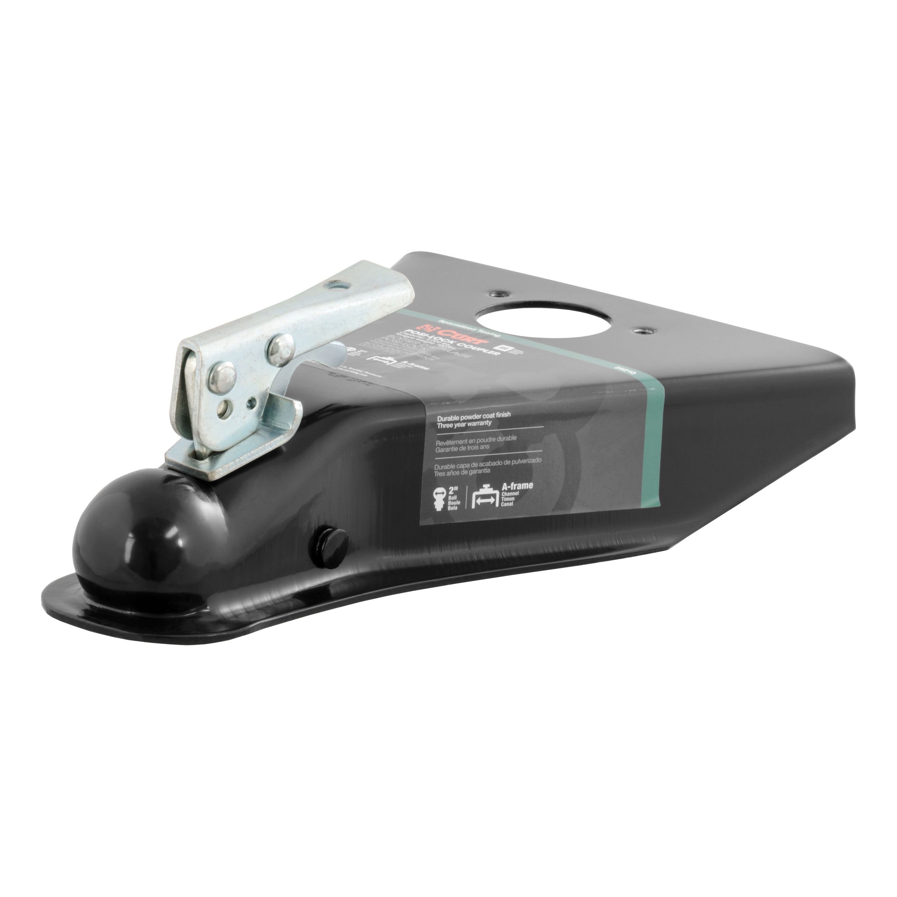 CURT Black A-Frame Trailer Coupler, 2-Inch Hitch Ball, 5,000 lbs Model 25210