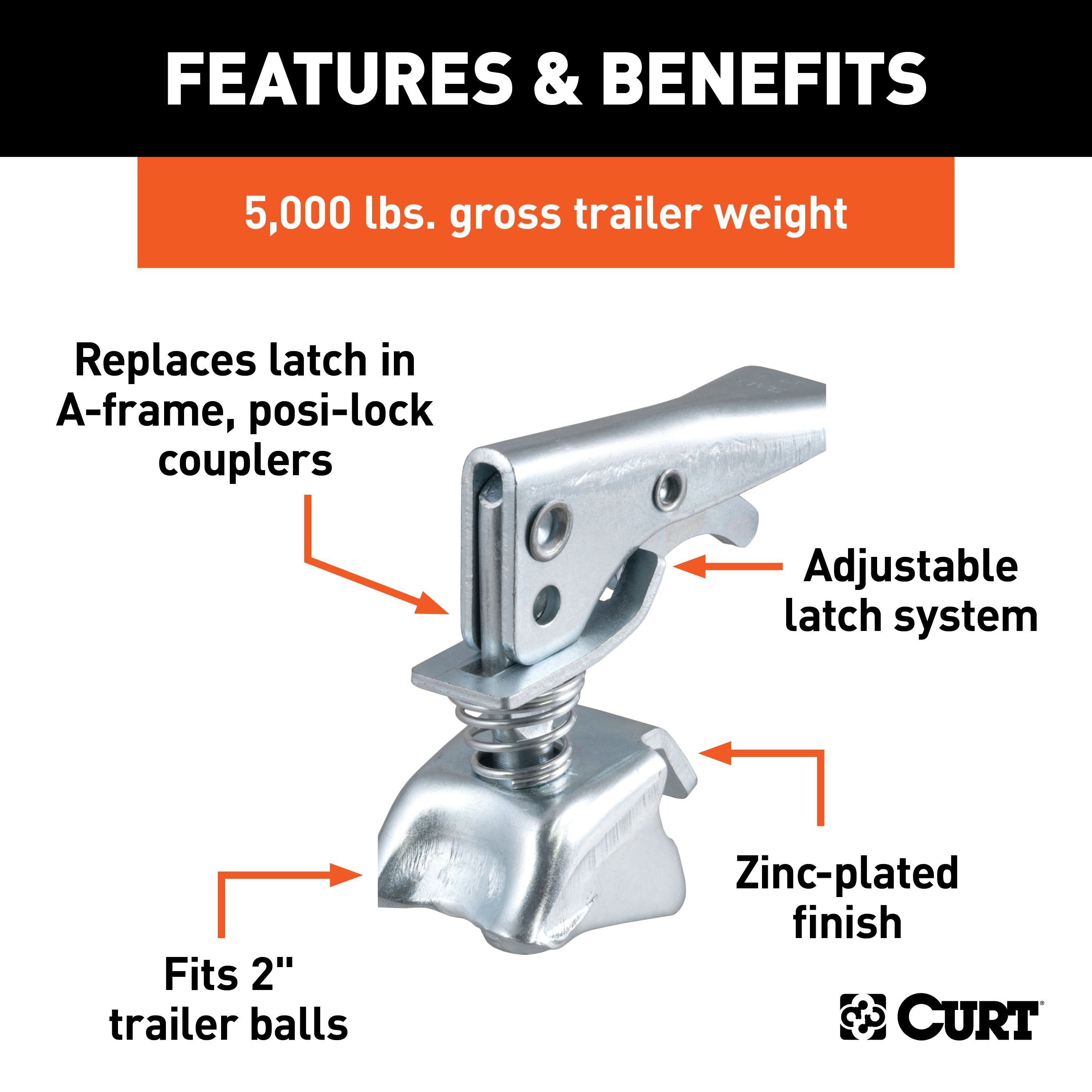 CURT Posi-Lock Coupler Replacement Latch for or #25210 Model 25294