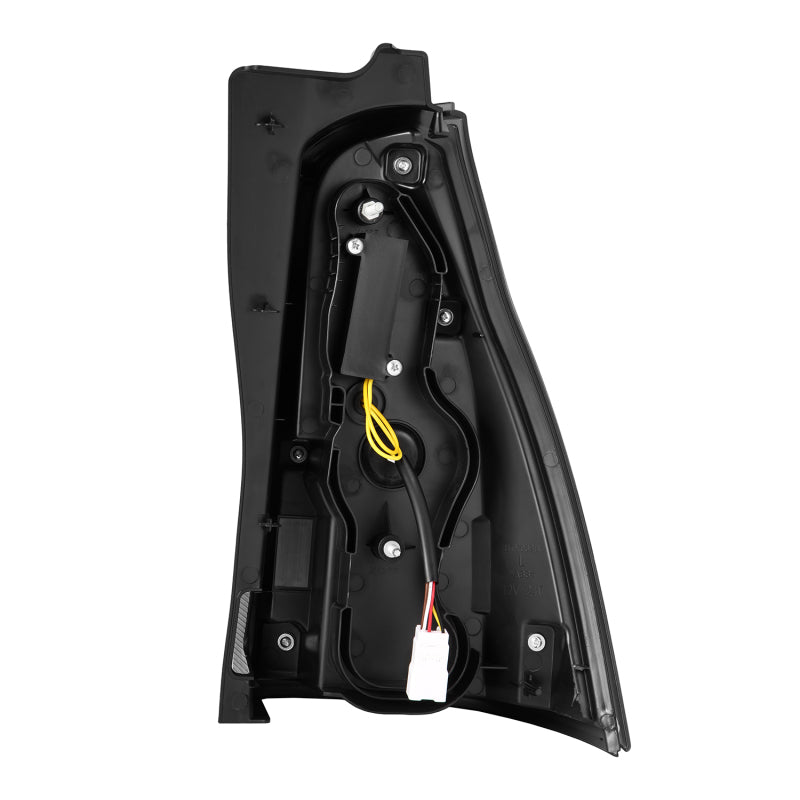 AlphaRex LUXX-Series LED tail lights for 2003-2009 Toyota 4Runner in black, showcasing the rear view and wiring connections.