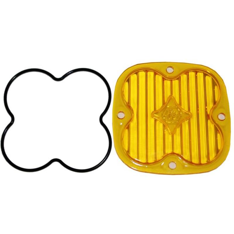 Amber lens kit for Baja Designs Squadron Pro/Sport lights, includes lens and rubber gasket for enhanced visibility.