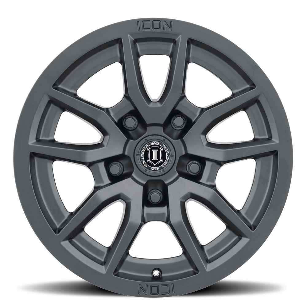 Vector 5 -17 X 8.5 / 5 X 5 Inch / -6MM / 4.5 Inch Back Space Satin Black, ICON Alloys