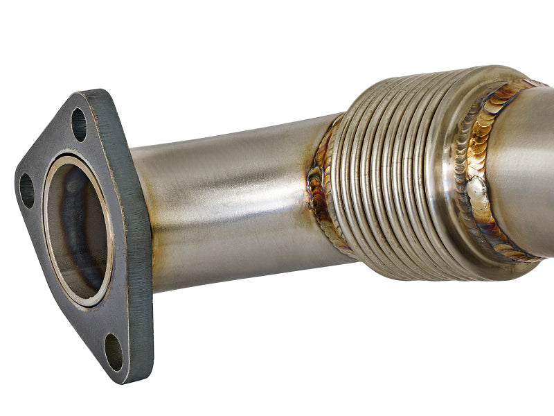 Afe Twisted Steel Up-Pipe for GM Diesel Trucks 01-04 V8-6.6L LB7, showcasing high-quality stainless steel construction and welds.