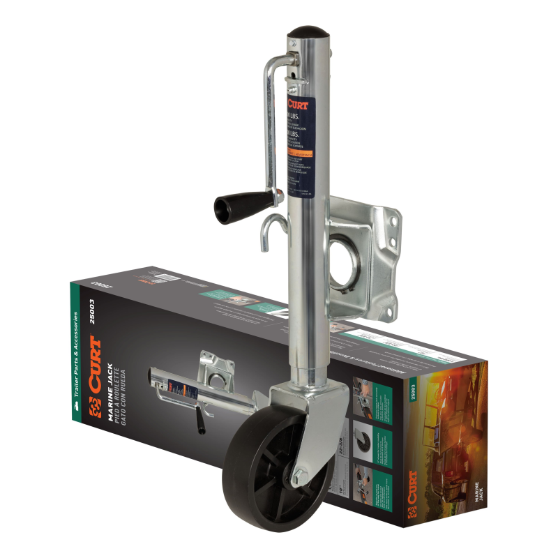 CURT Marine Trailer Jack with 6" Wheel 1,000 lbs, 10" Travel Model 25003