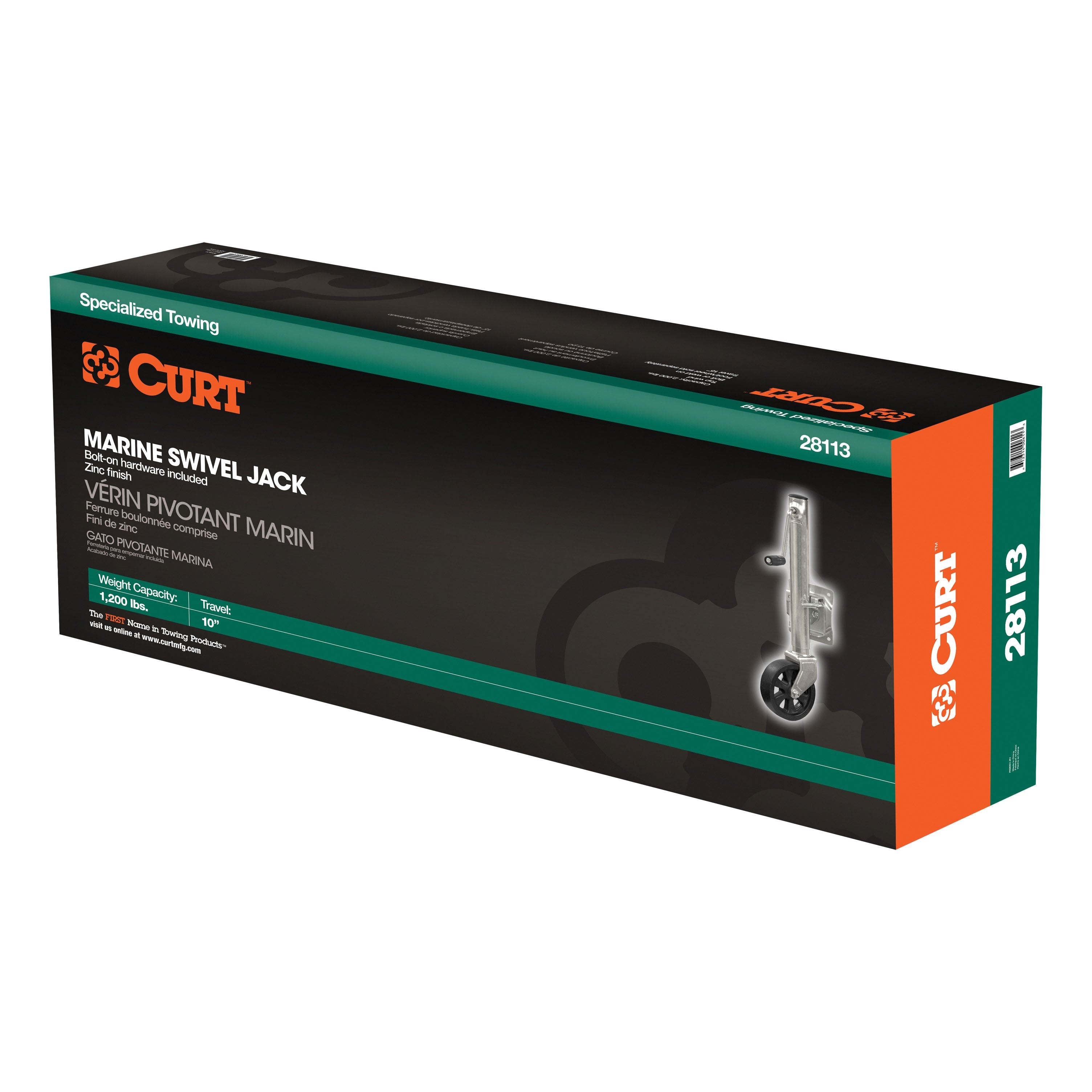 CURT Marine Boat Trailer Jack with 6-Inch Wheel, 1,200 lbs. 11 Inches Vertical Travel Model 28113
