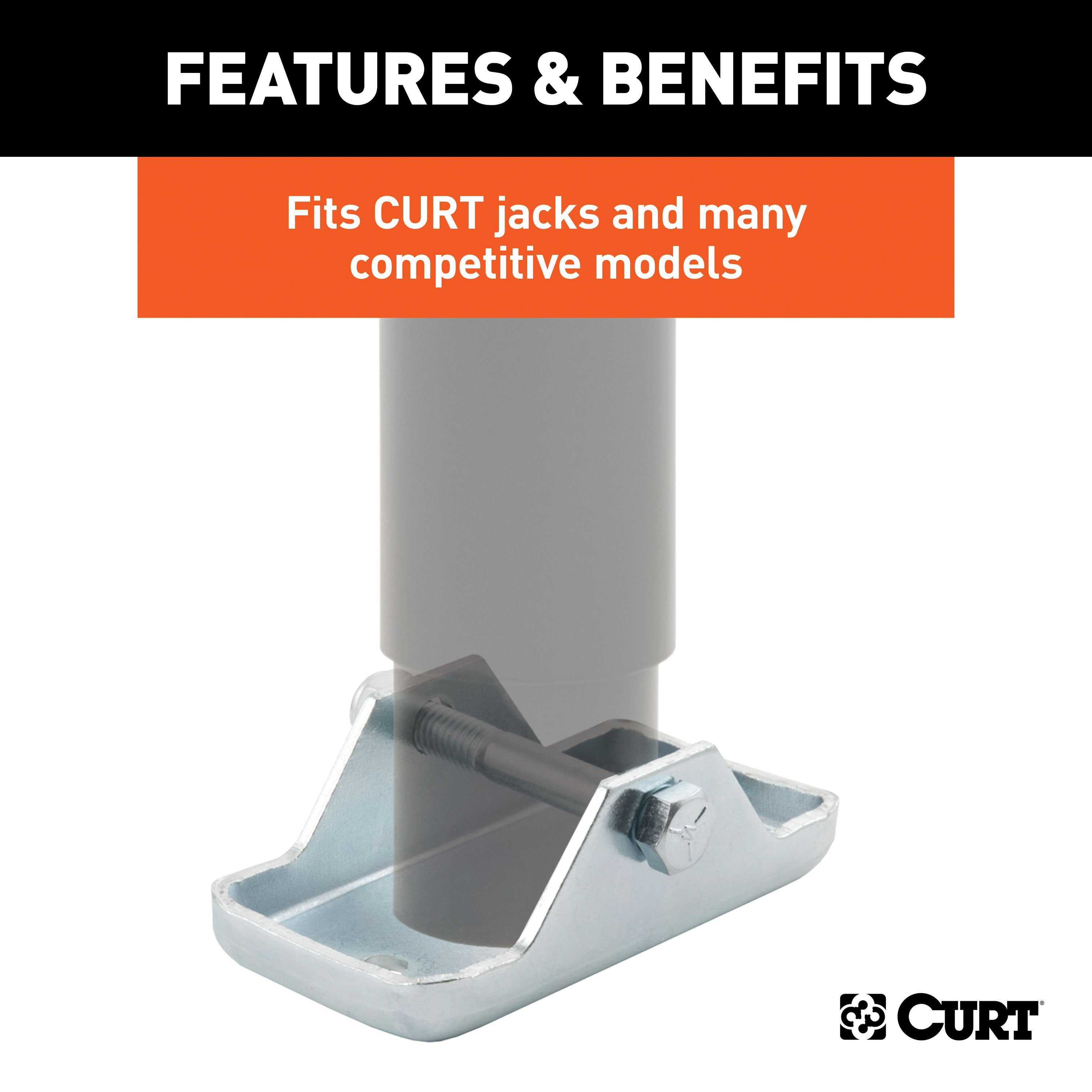 CURT Trailer Jack Foot, Fits 2-Inch Diameter Tube, Supports 2,000 lbs Model 28270
