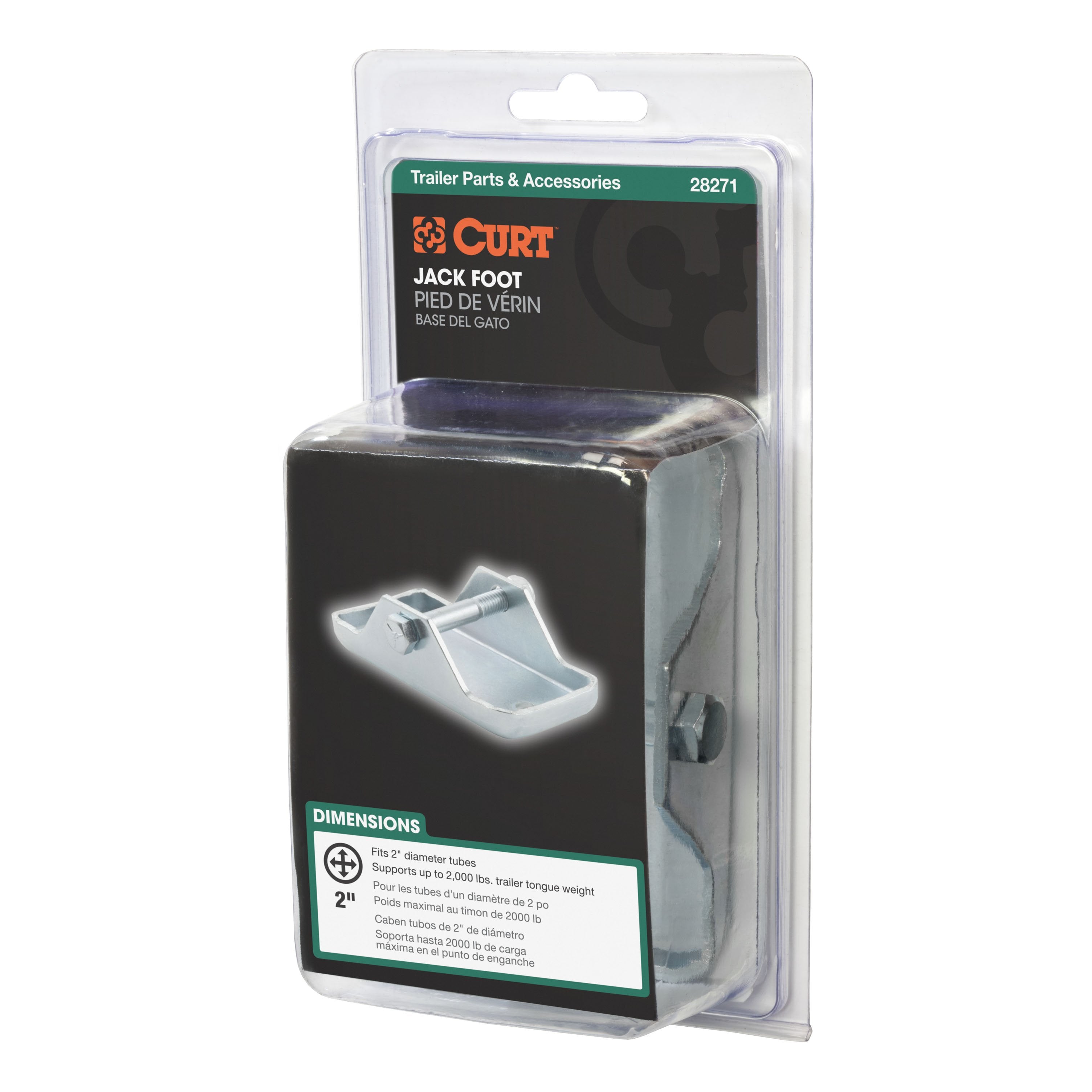 CURT Trailer Jack Foot, Fits 2-Inch Diameter Tube, Supports 2,000 lbs Model 28271